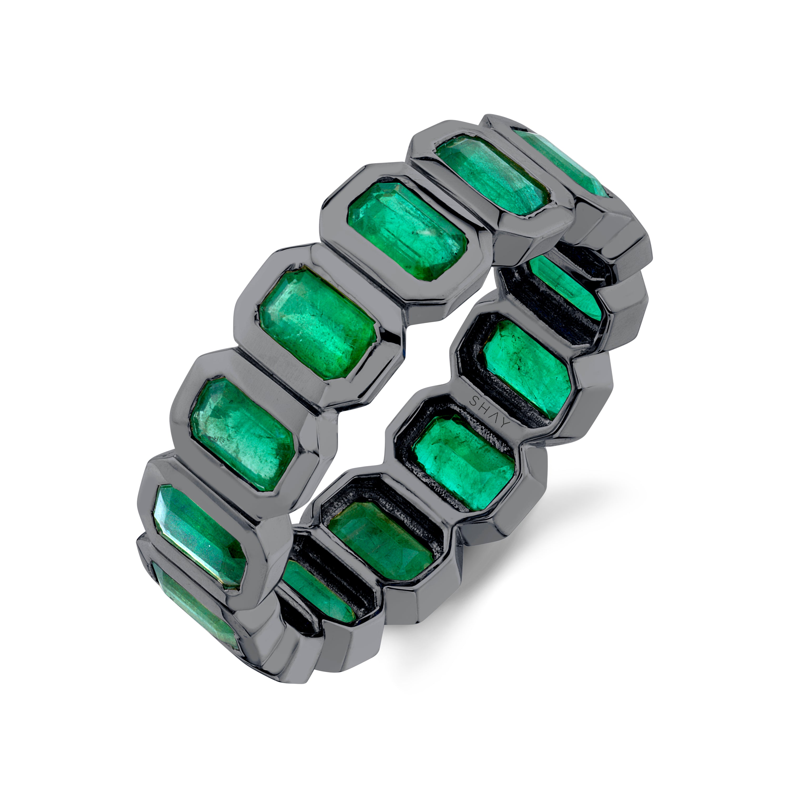MEN'S EMERALD BEZEL ETERNITY BAND