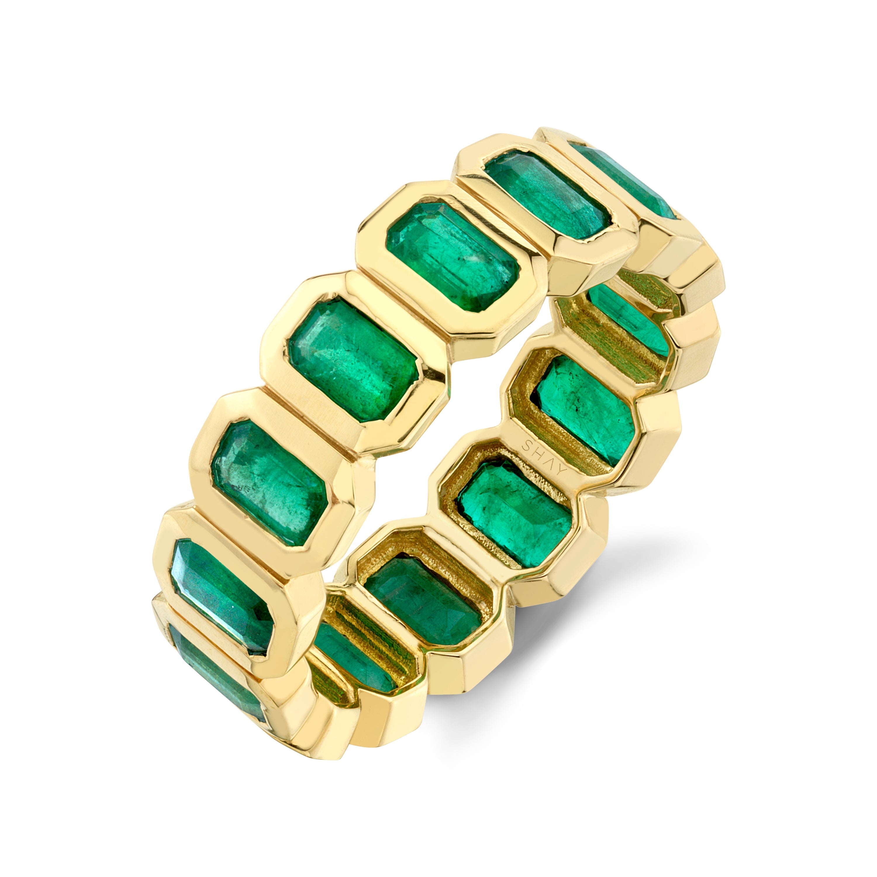 READY TO SHIP EMERALD BEZEL ETERNITY BAND
