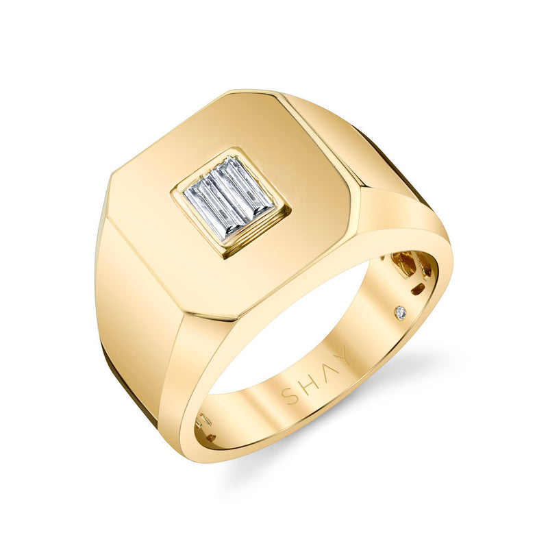 MEN’S DIAMOND BAGUETTE SIGNET PINKY RING – SHAY JEWELRY