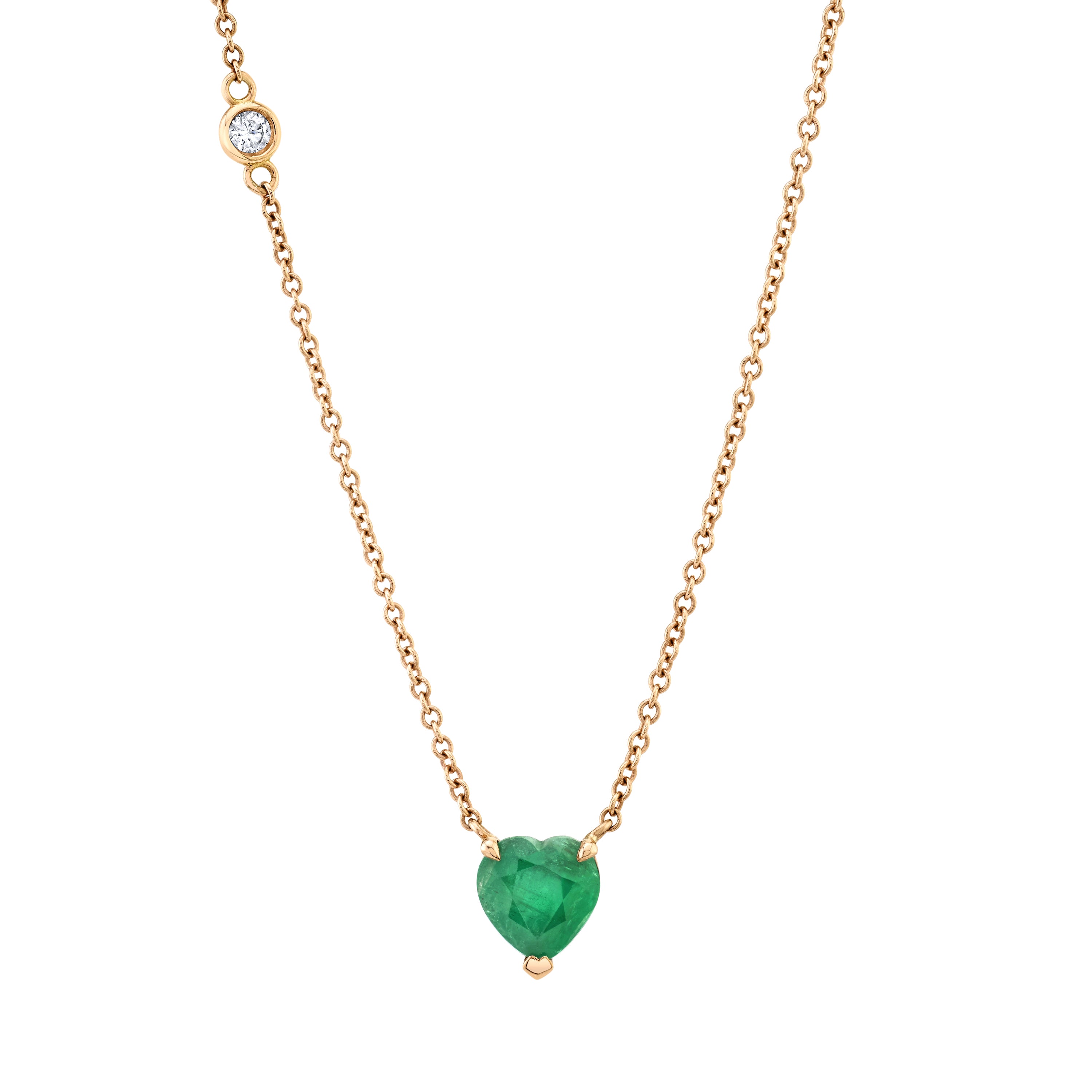5.9ct Bezel Set Heart Cut Emerald Necklace With Link Chain | SayaBling  Jewelry