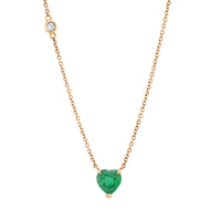 EMERALD SOLITAIRE HEART NECKLACE