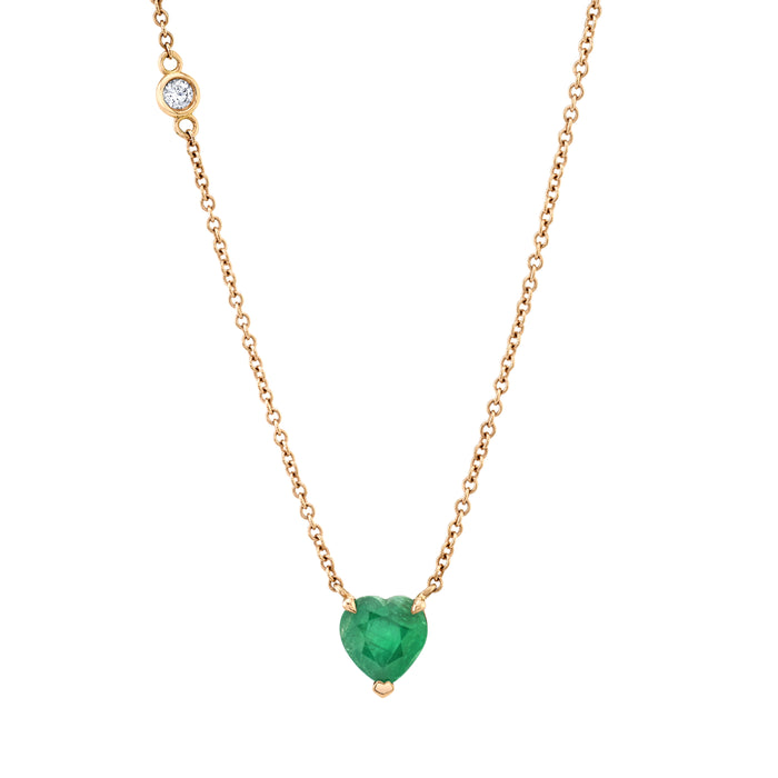 EMERALD SOLITAIRE HEART NECKLACE