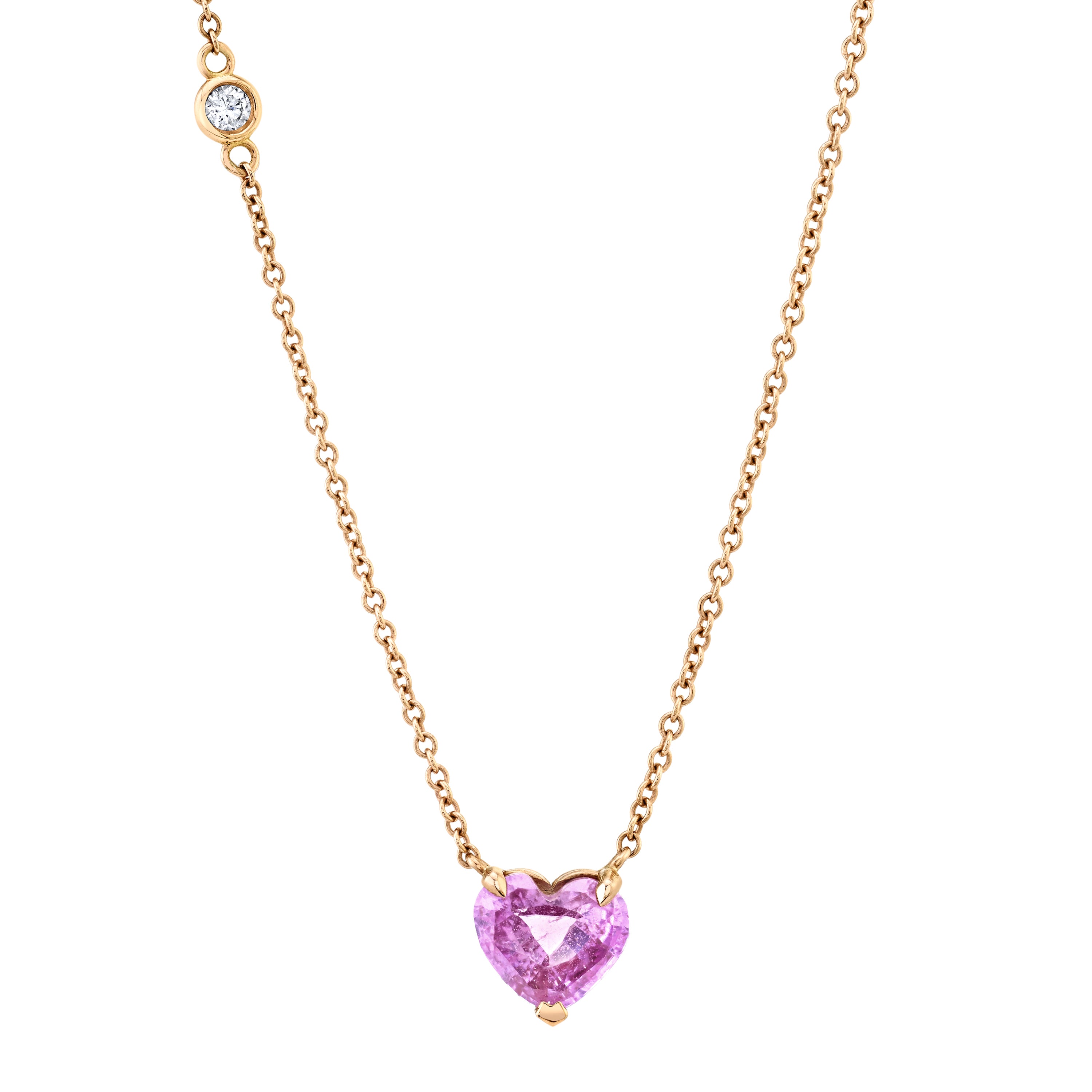 PINK SAPPHIRE HEART NECKLACE