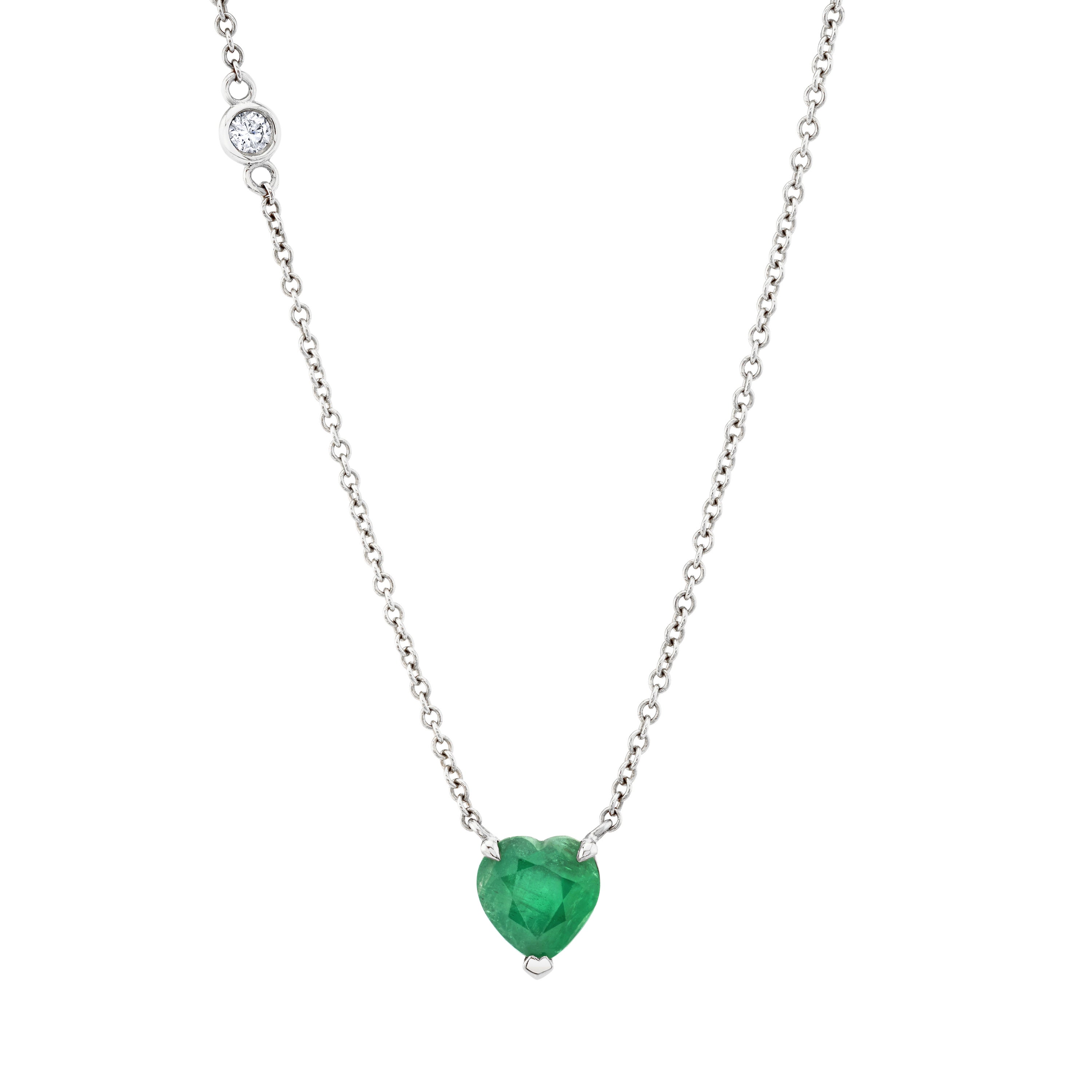 Shop Bezel Set Emerald Solitaire Heart Necklace In 14k Solid Gold At Cheap  Price