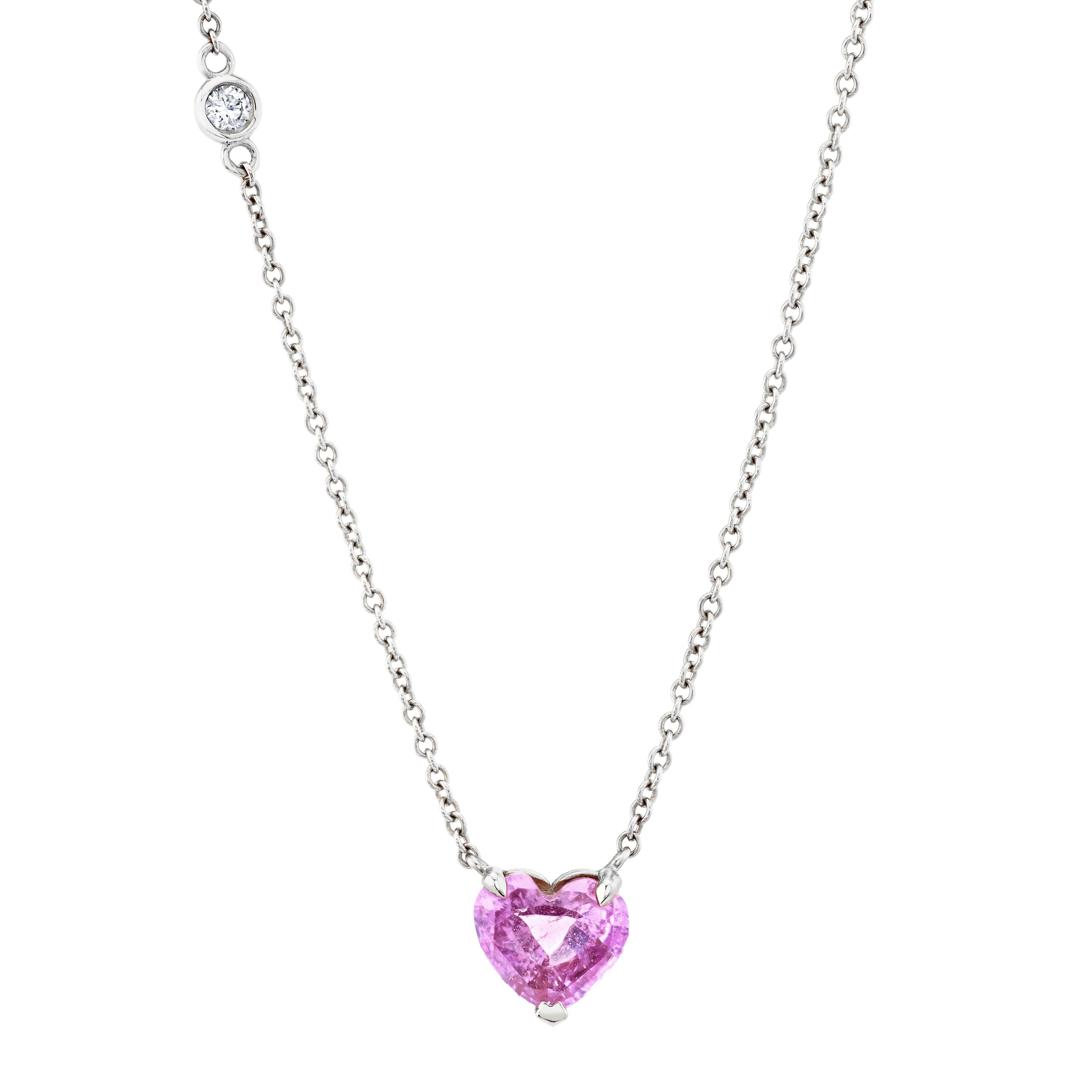PINK SAPPHIRE HEART NECKLACE