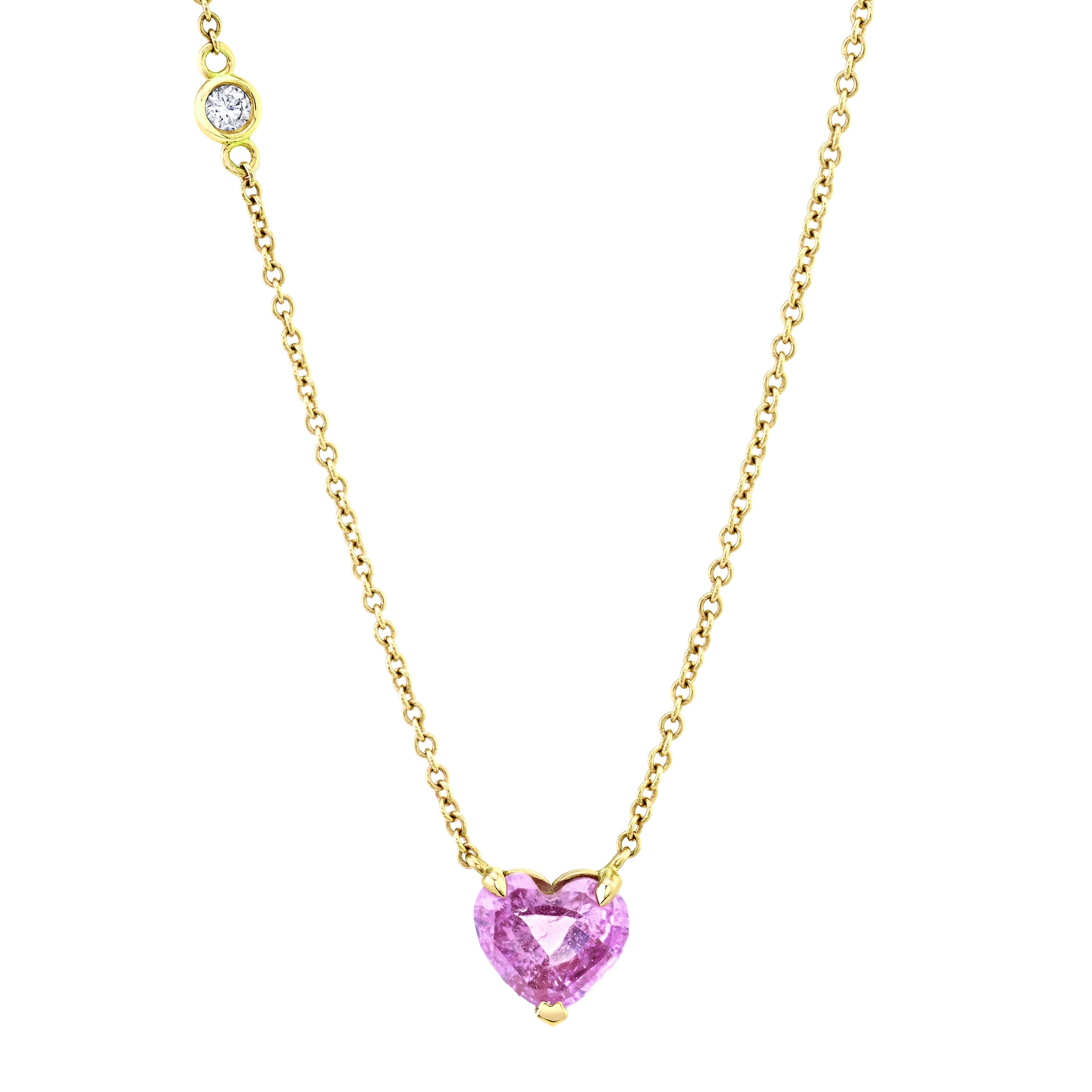 PINK SAPPHIRE HEART NECKLACE