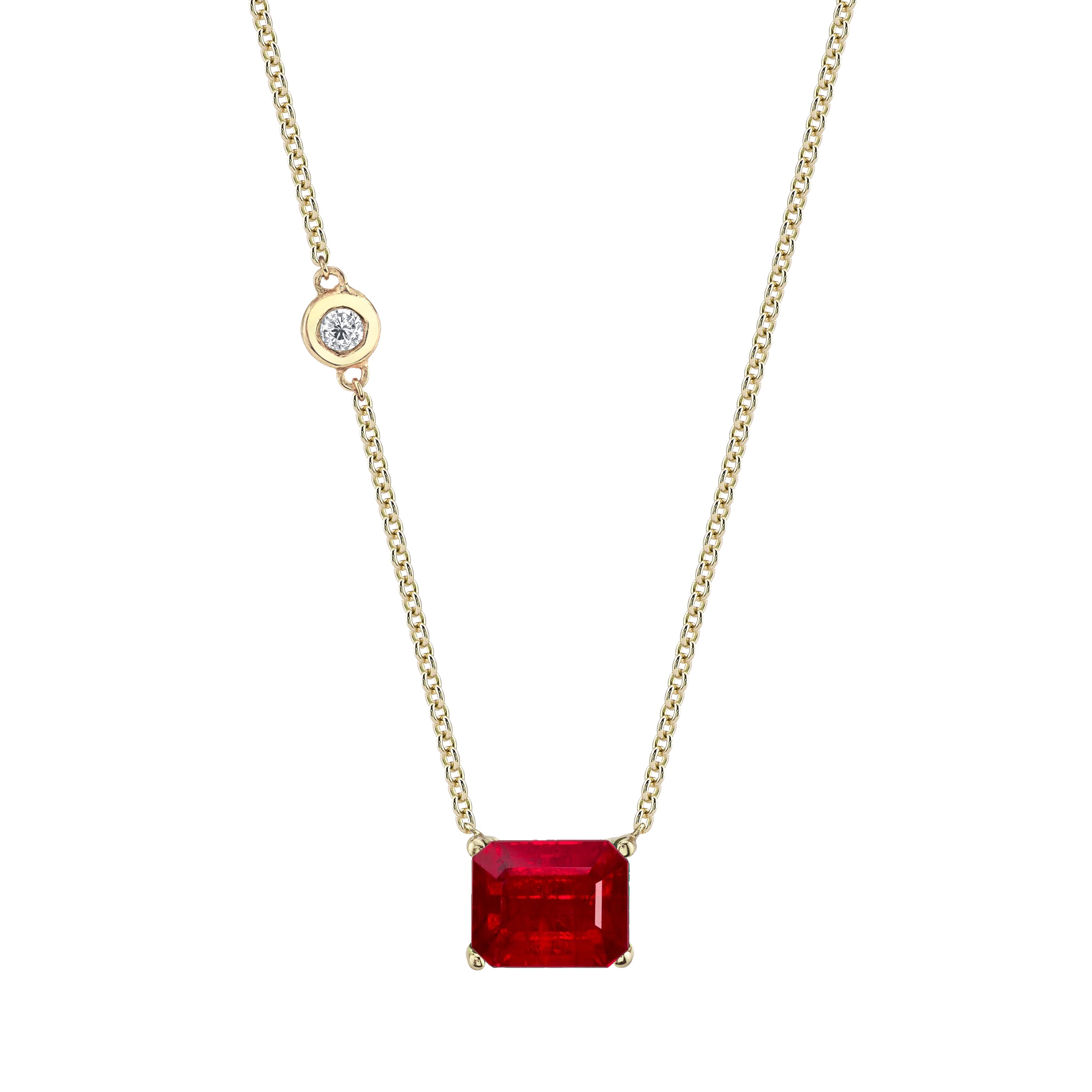 14 Karat Yellow Gold July Birthstone Natural Round Ruby Solitaire Pendant  Necklace - WeilJewelry