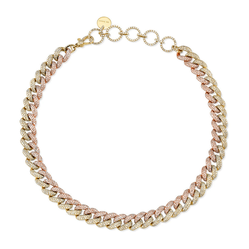 READY TO SHIP DIAMOND PAVE TWO-TONE ESSENTIAL LINK NECKLACE