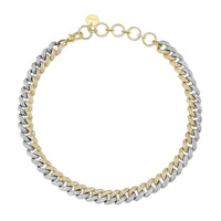 READY TO SHIP DIAMOND PAVE TWO-TONE ESSENTIAL LINK NECKLACE