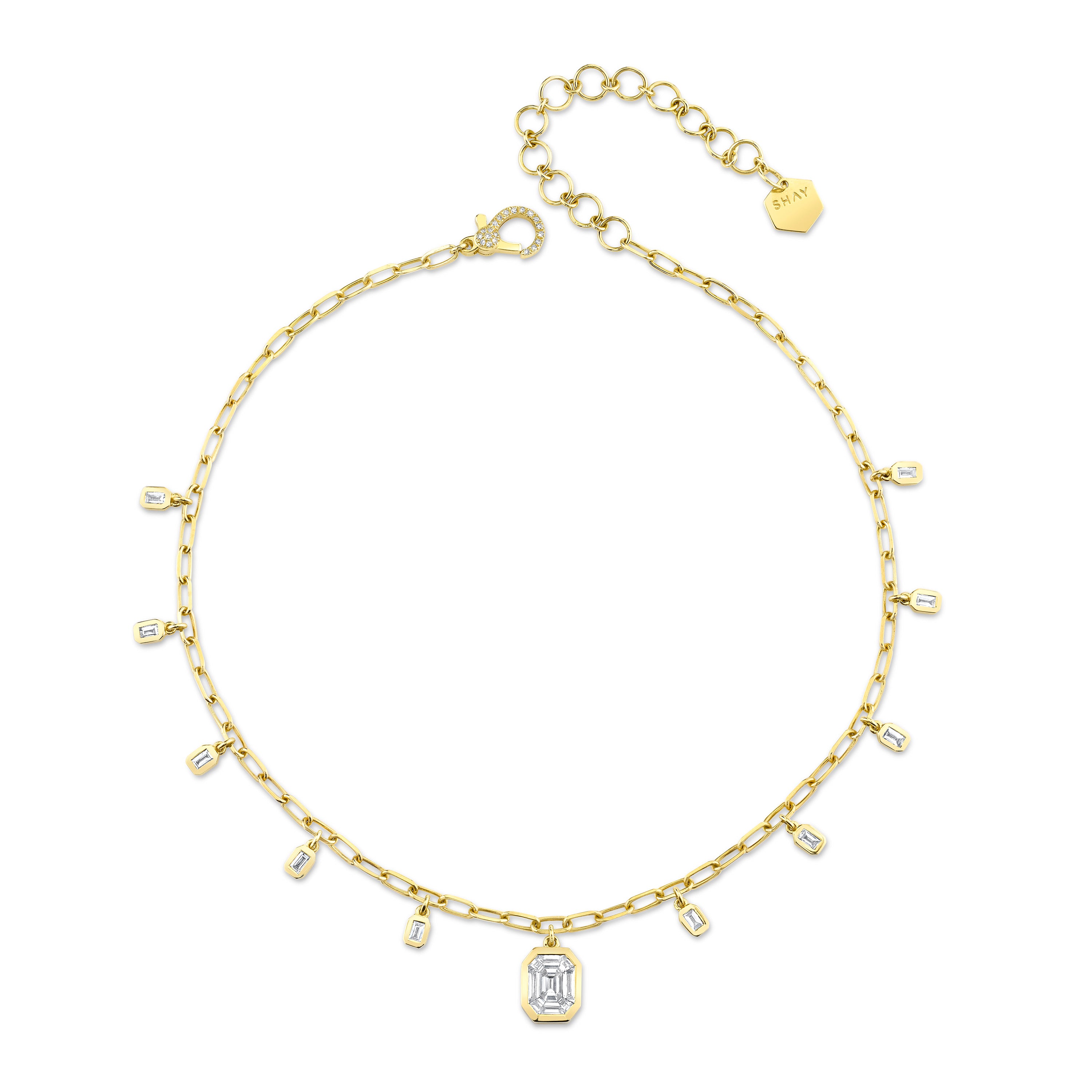 READY TO SHIP DIAMOND ILLUSION BAGUETTE DROP CHOKER