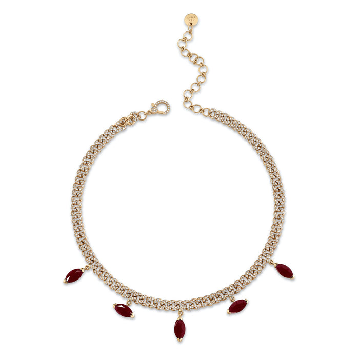 READY TO SHIP RUBY MARQUISE DROP MINI LINK NECKLACE
