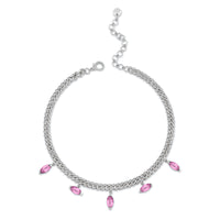 PINK SAPPHIRE MARQUISE DROP MINI LINK NECKLACE