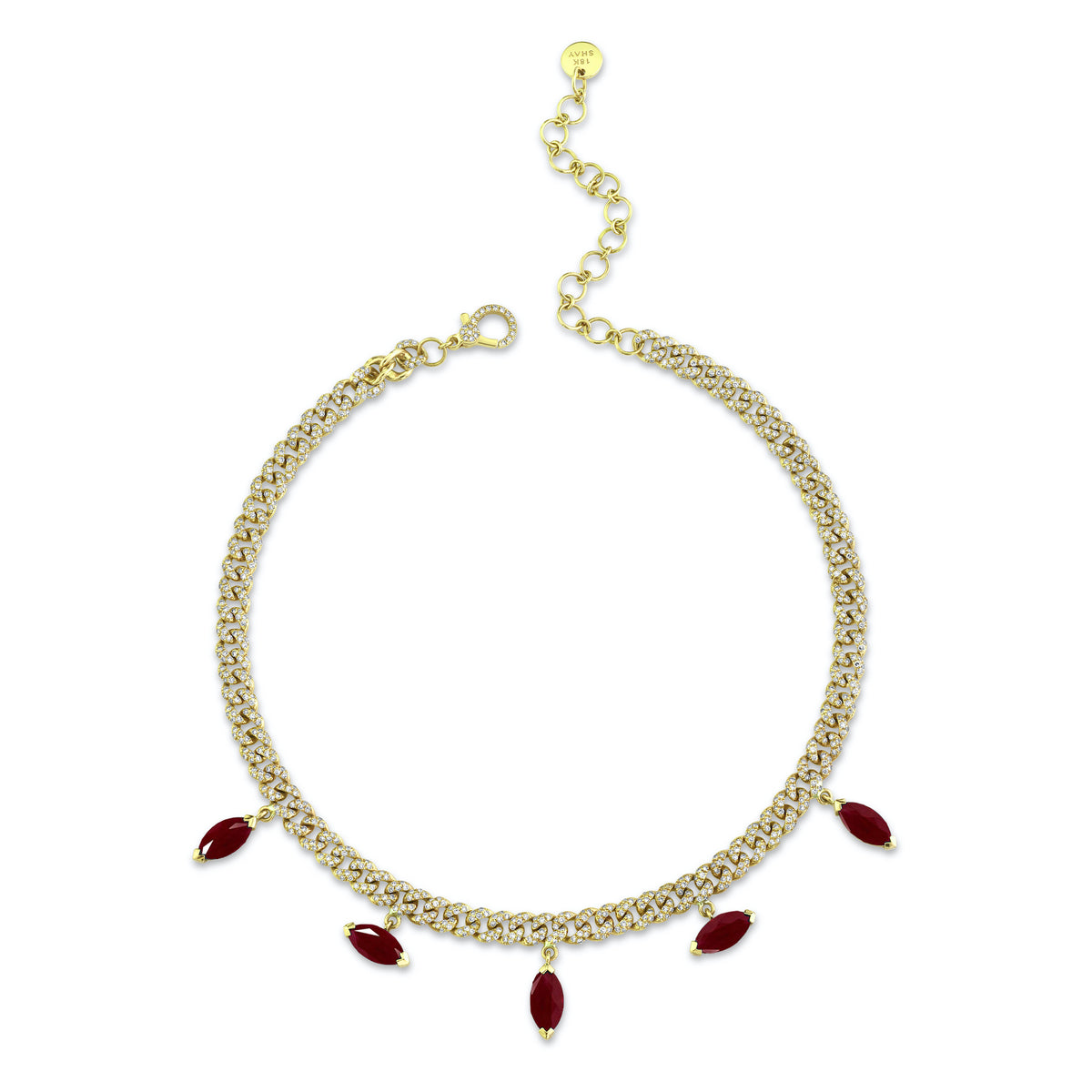 RUBY MARQUISE DROP MINI LINK NECKLACE