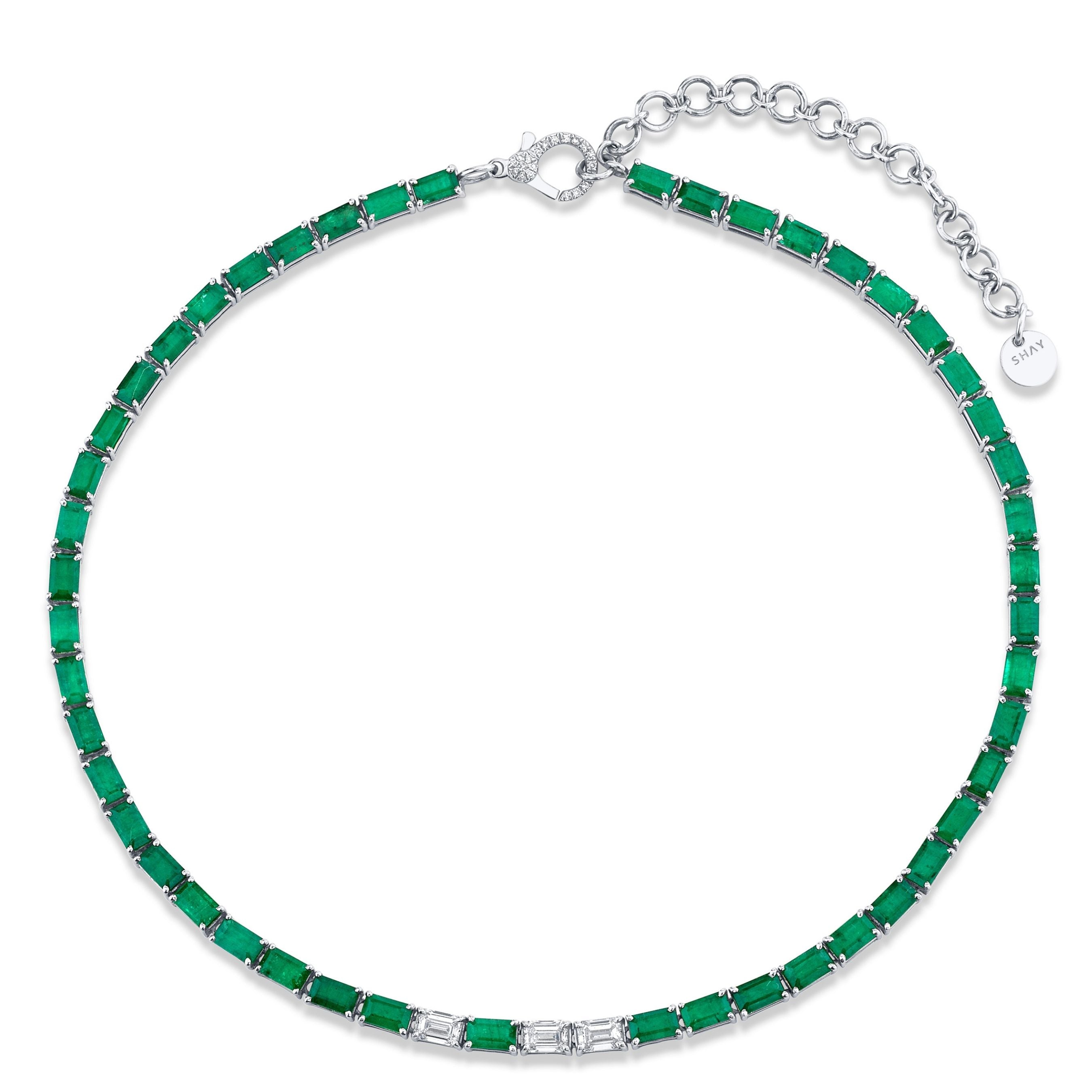 Green Emerald And Diamonds Necklace Bridal Jewelry 226.60 Carats