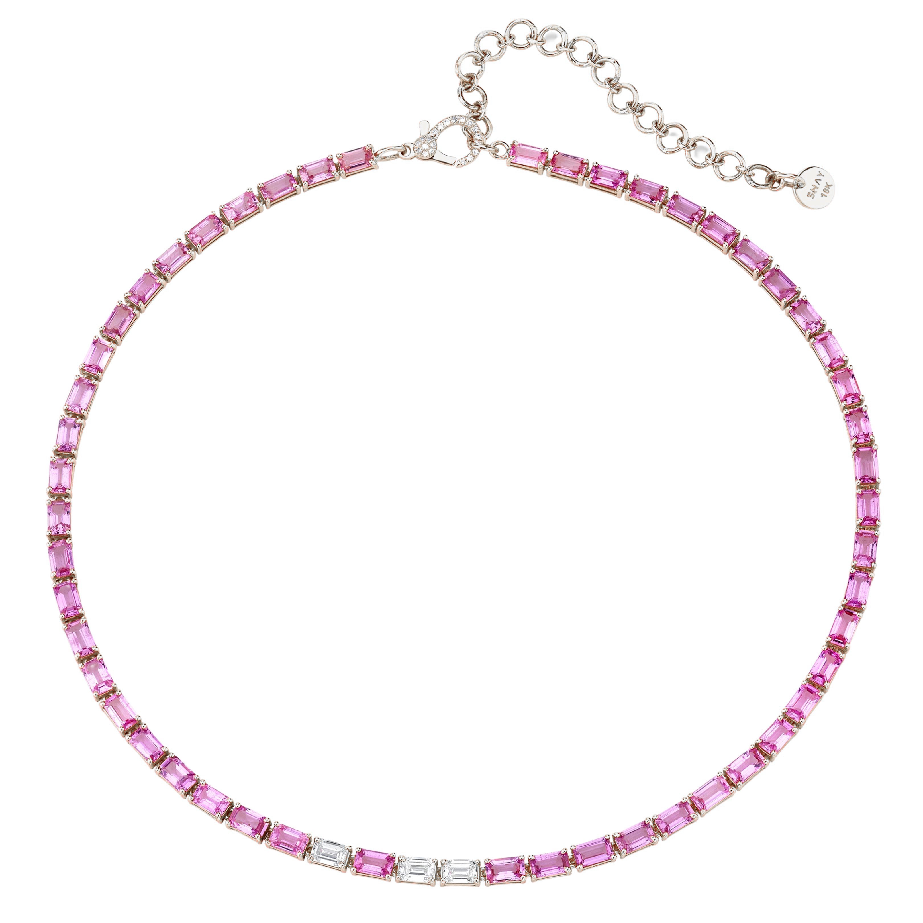 PINK SAPPHIRE & DIAMOND TENNIS NECKLACE – SHAY JEWELRY