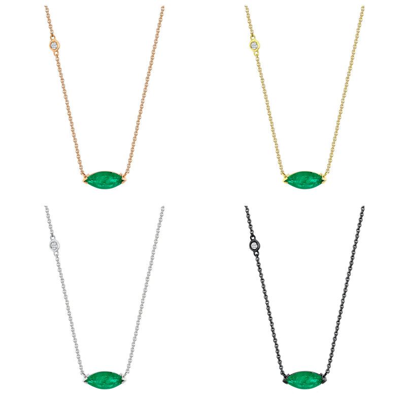 EMERALD SOLITAIRE MARQUISE NECKLACE