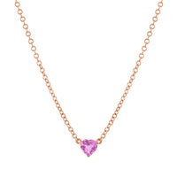PINK SAPPHIRE BABY HEART NECKLACE