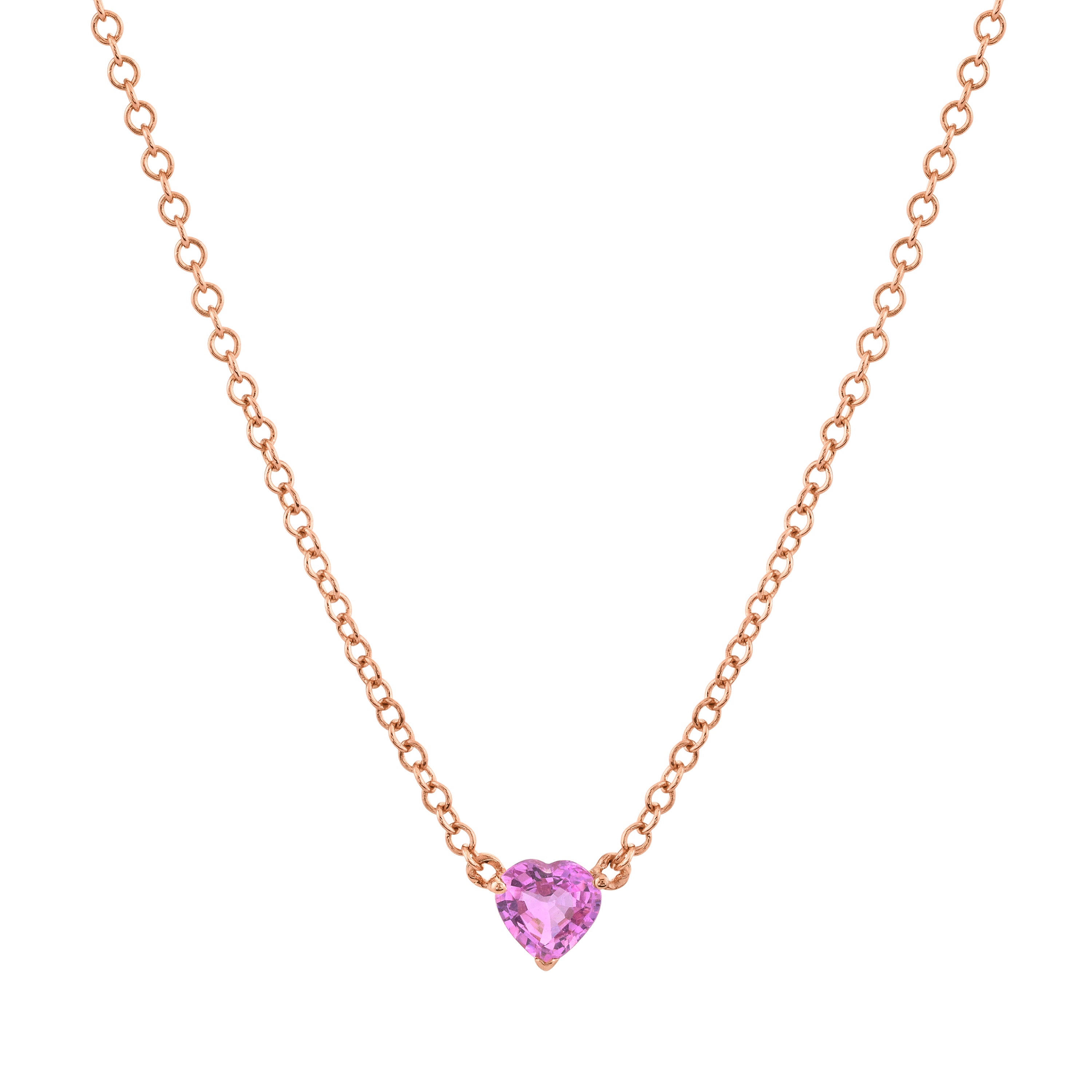PINK SAPPHIRE BABY HEART NECKLACE