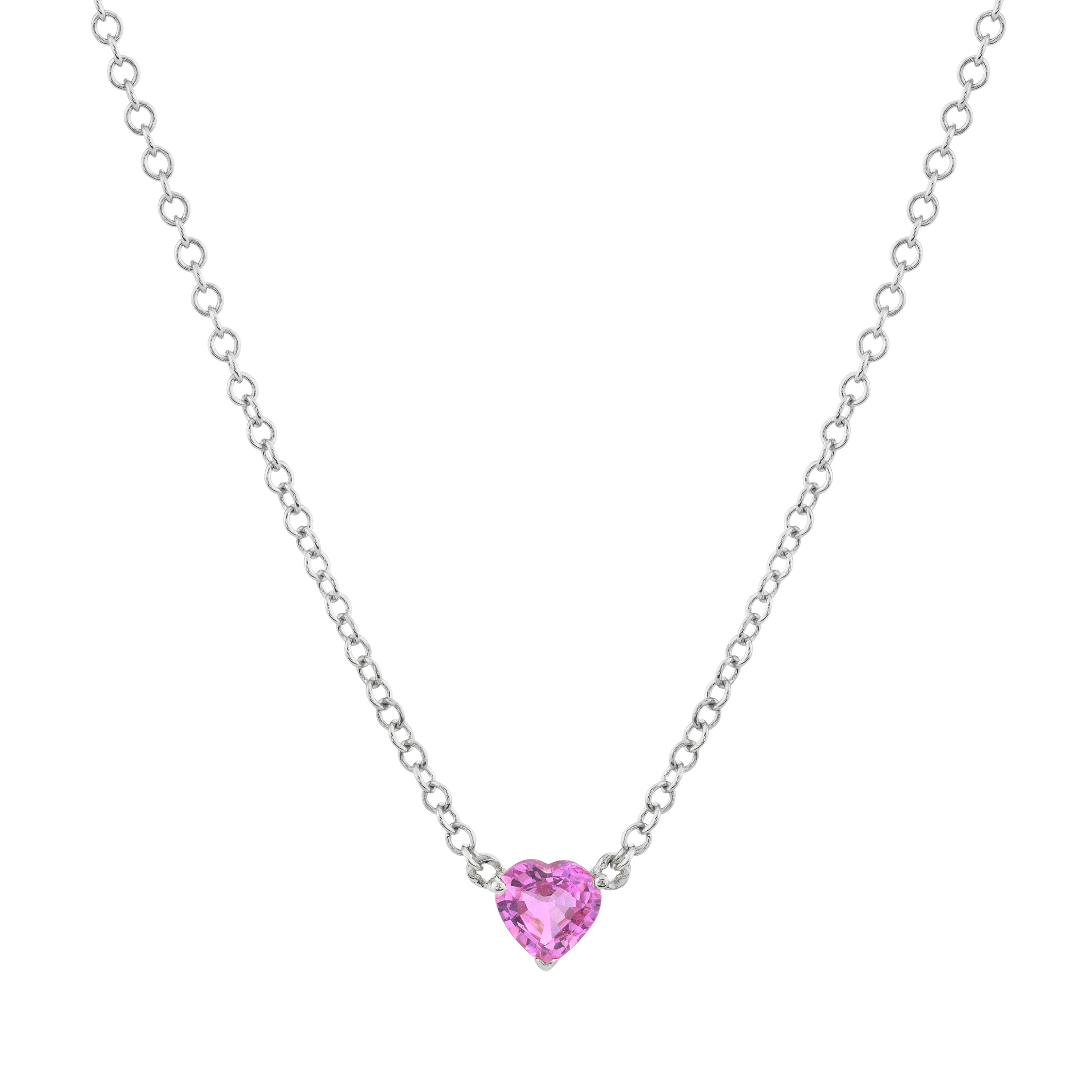 PINK SAPPHIRE BABY HEART NECKLACE