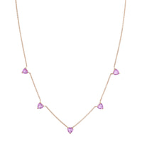 PINK SAPPHIRE 5 HEART NECKLACE