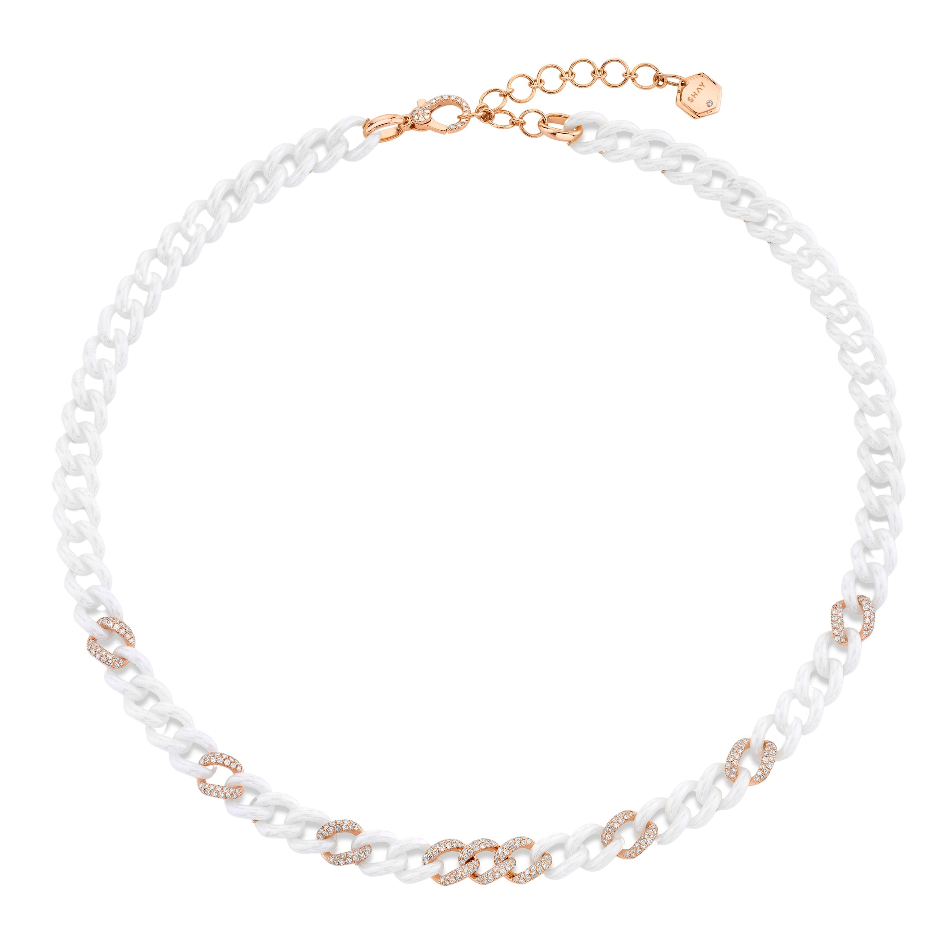 WHITE CERAMIC MEDIUM LINK NECKLACE