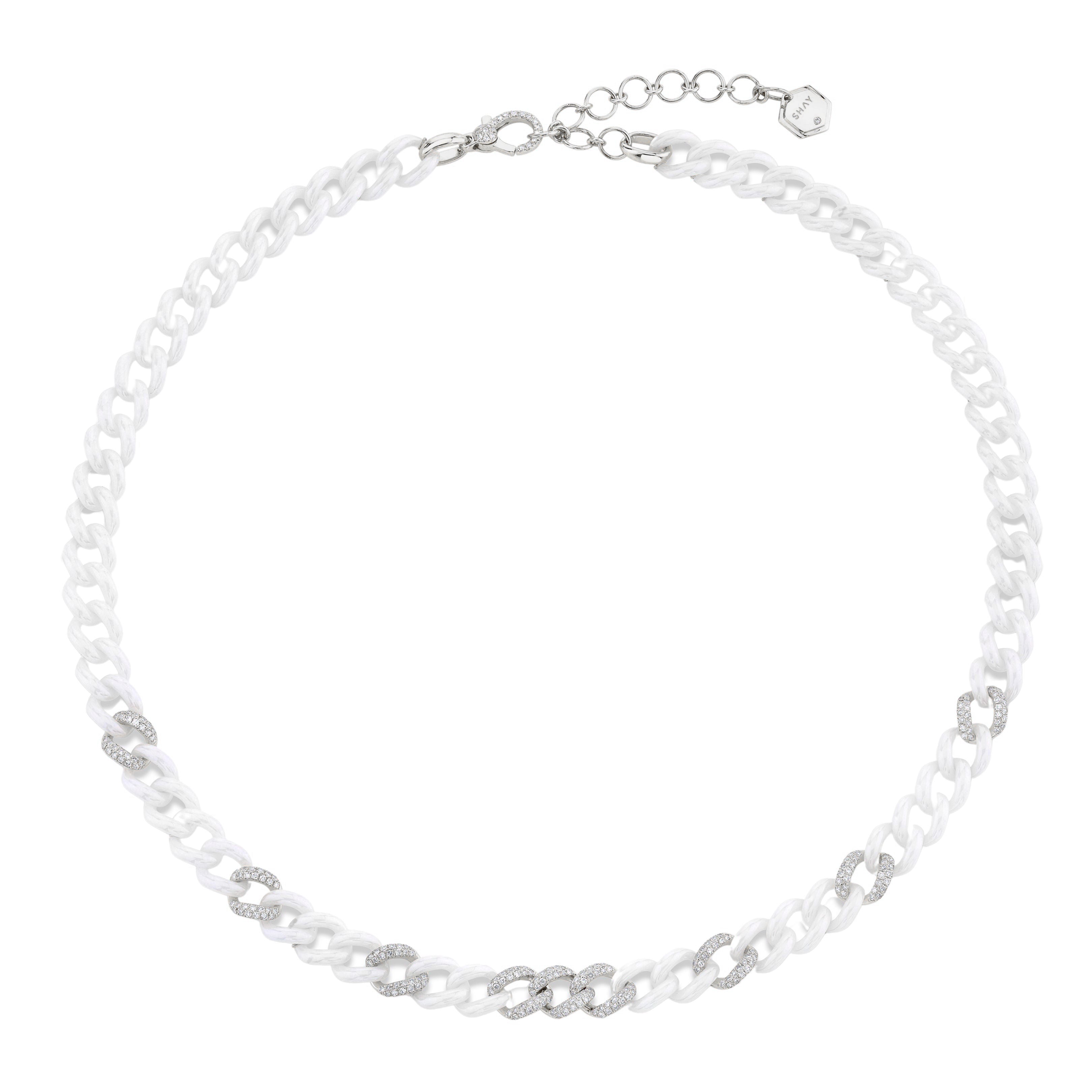 WHITE CERAMIC MEDIUM LINK NECKLACE