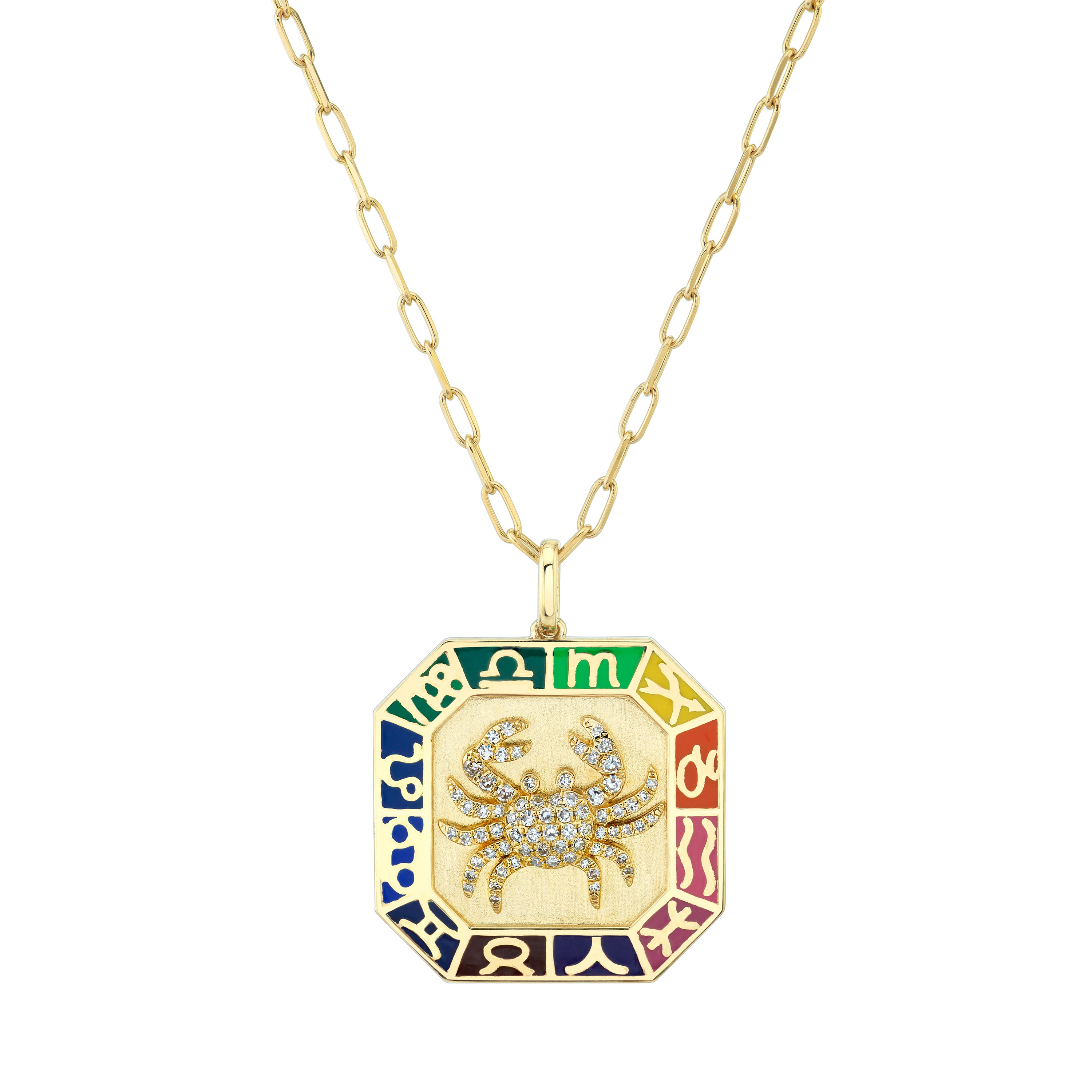 ZODIAC OCTAGON DISK PENDANT