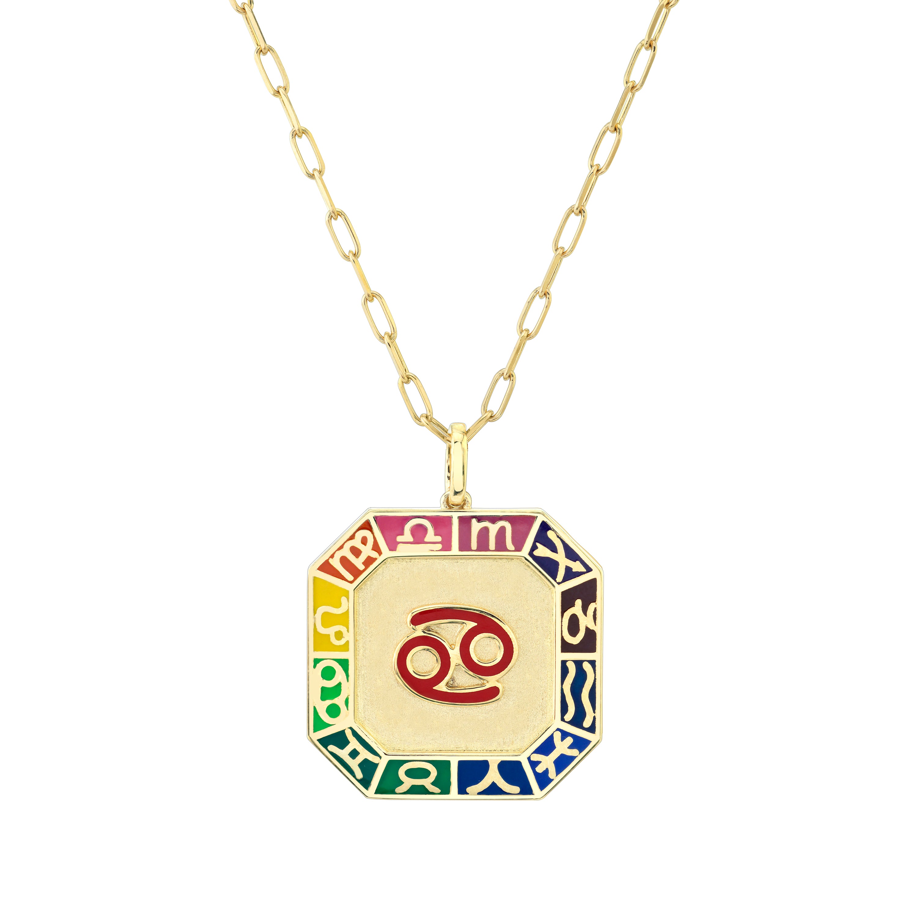 ZODIAC OCTAGON DISK PENDANT