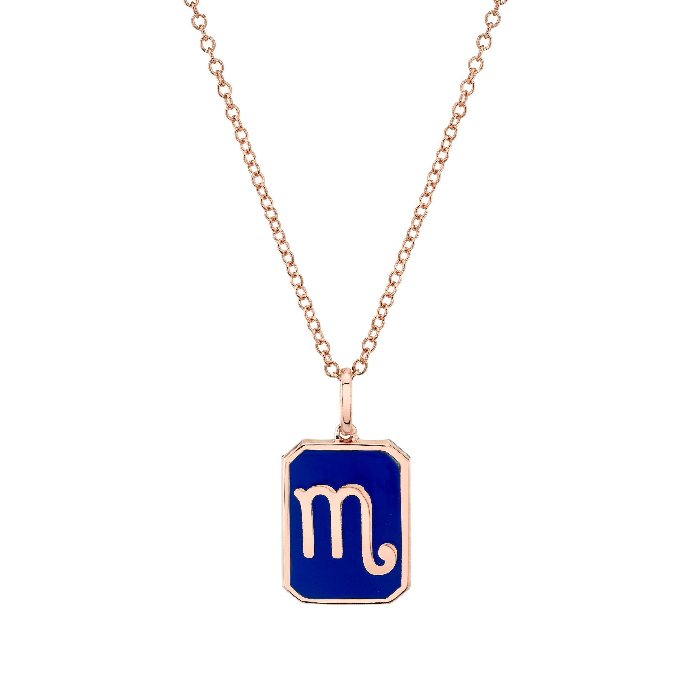Sterling Silver Men's Enamel Gothic Initial Necklace