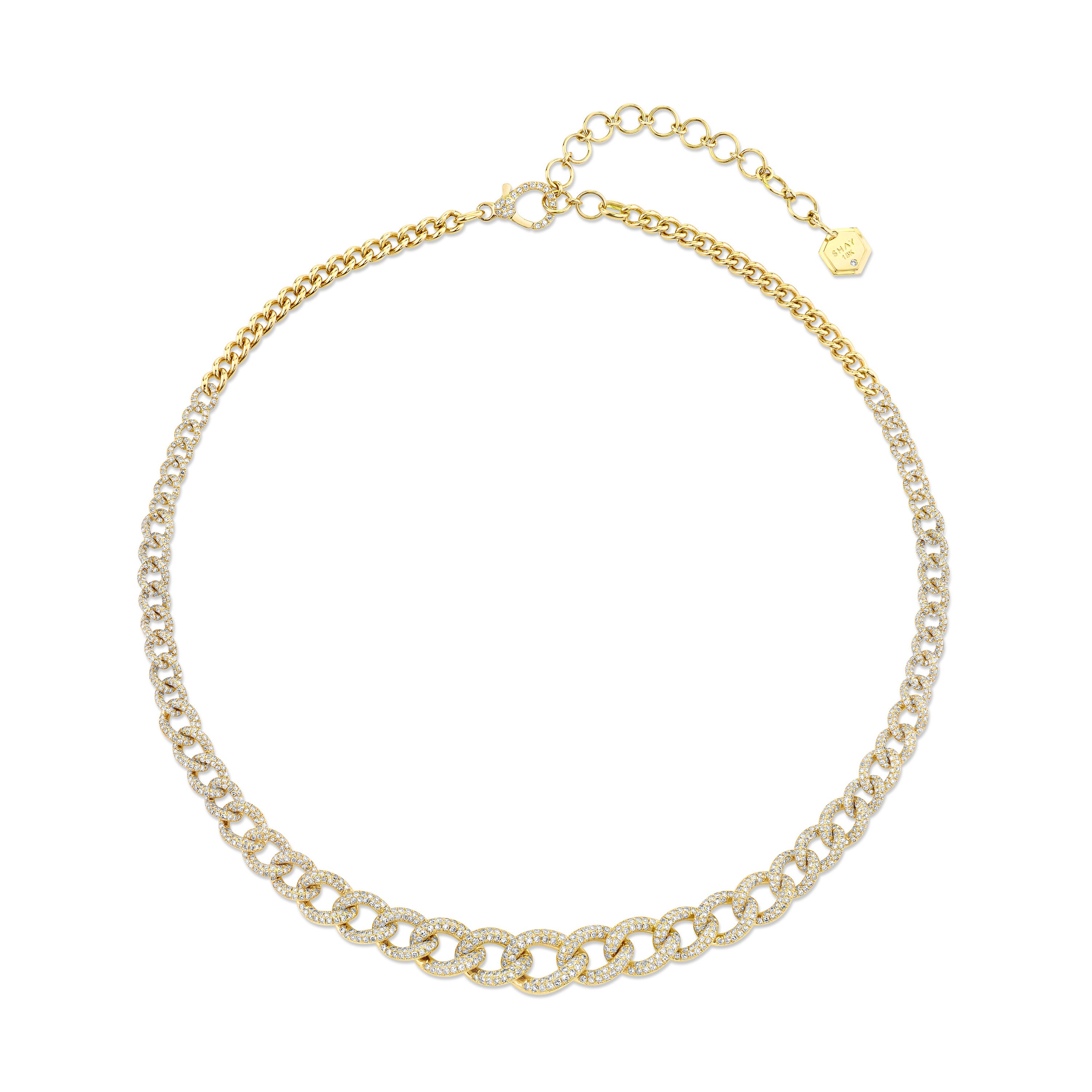 READY TO SHIP DIAMOND GRADUAL PAVE LINK NECKLACE