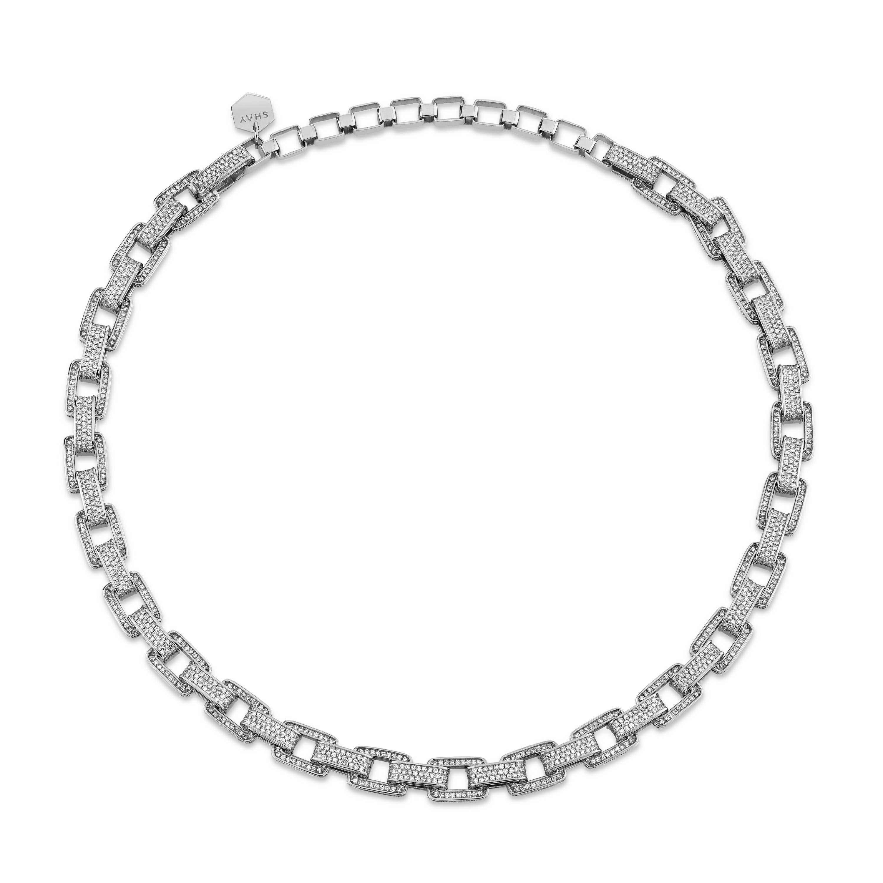 READY TO SHIP DIAMOND PAVE DECO LINK NECKLACE