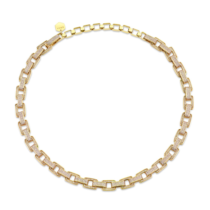 READY TO SHIP DIAMOND PAVE DECO LINK NECKLACE