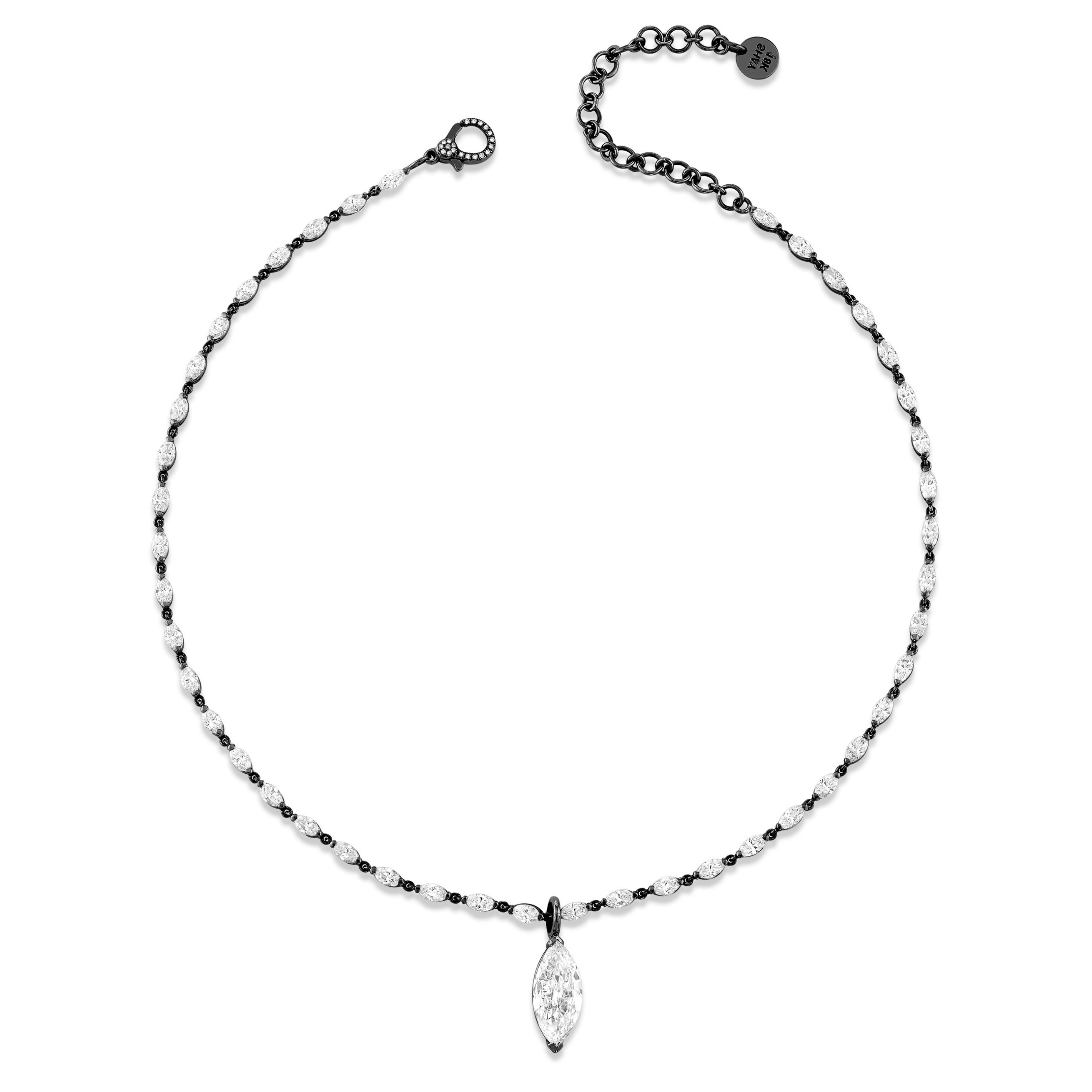 DIAMOND MARQUISE DROP STATION NECKLACE