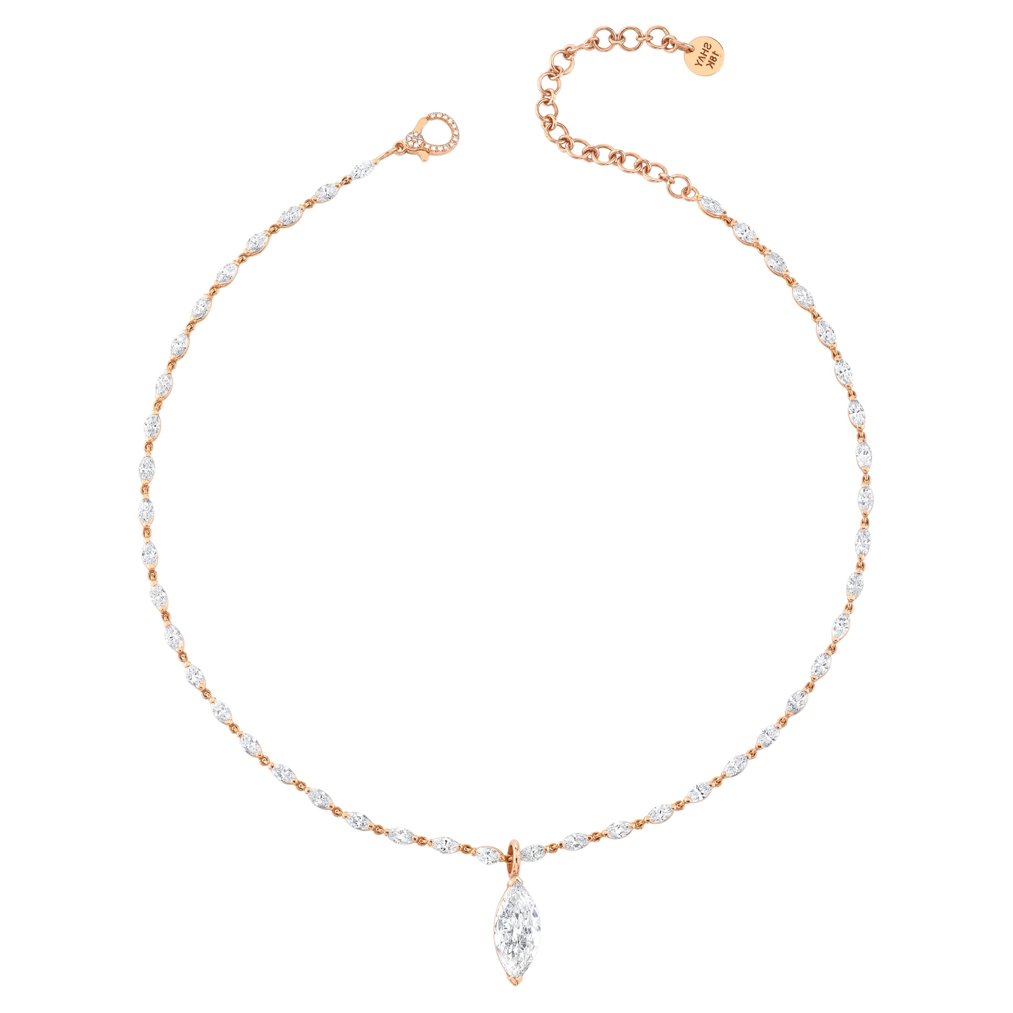 DIAMOND MARQUISE DROP STATION NECKLACE