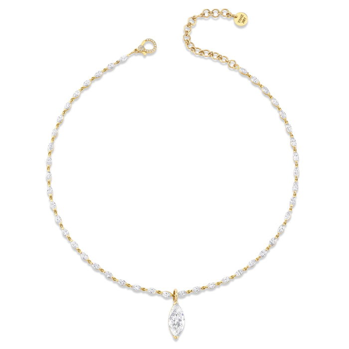 DIAMOND MARQUISE DROP STATION NECKLACE