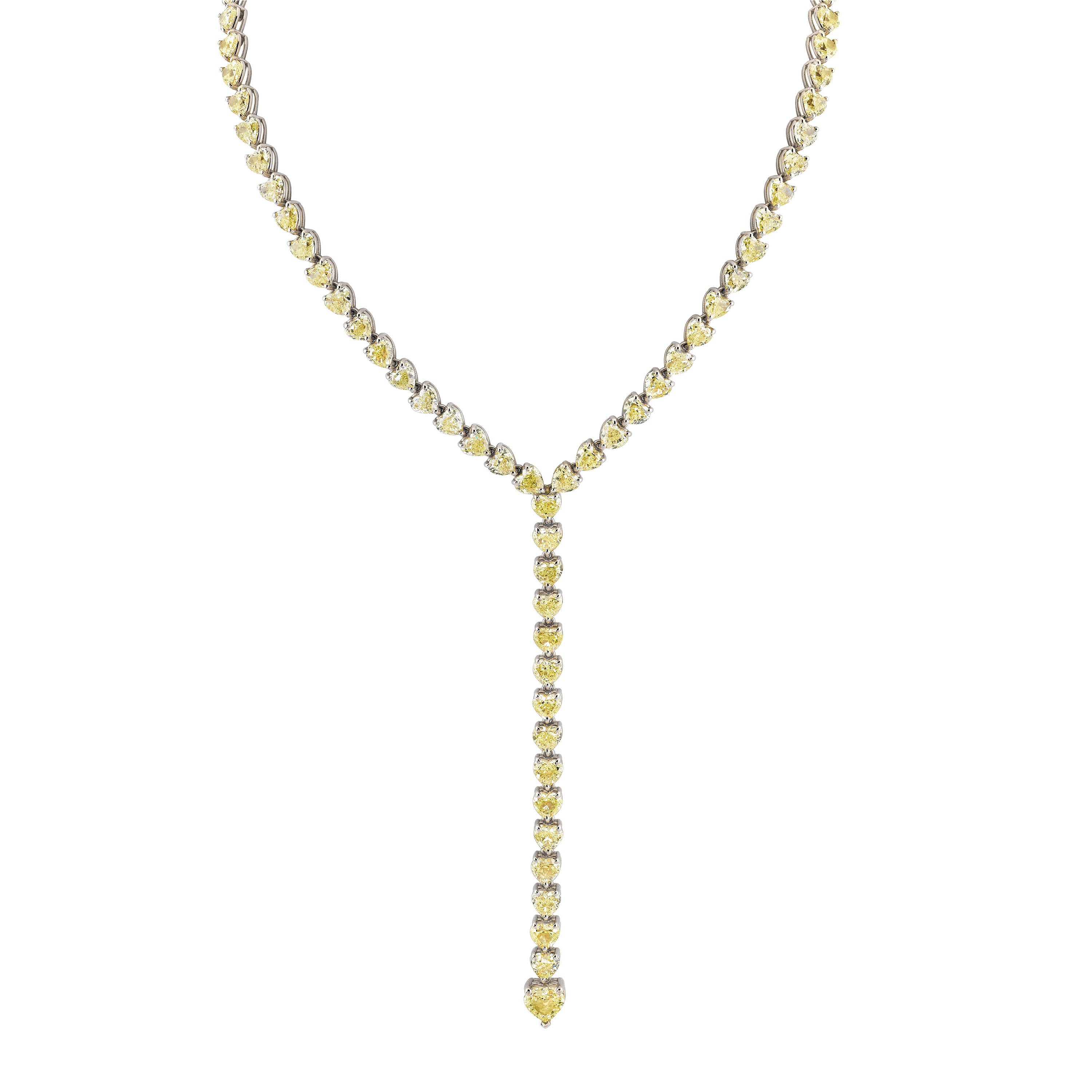 YELLOW DIAMOND HEART Y NECKLACE