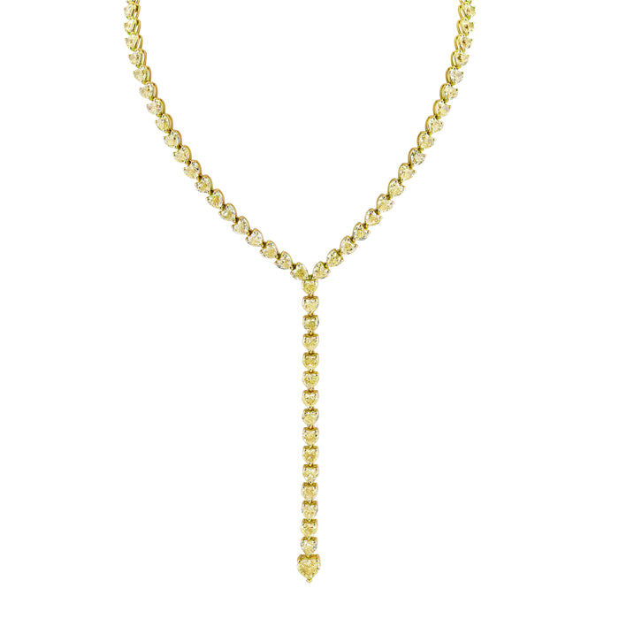 READY TO SHIP FANCY YELLOW DIAMOND HEART DROP Y NECKLACE