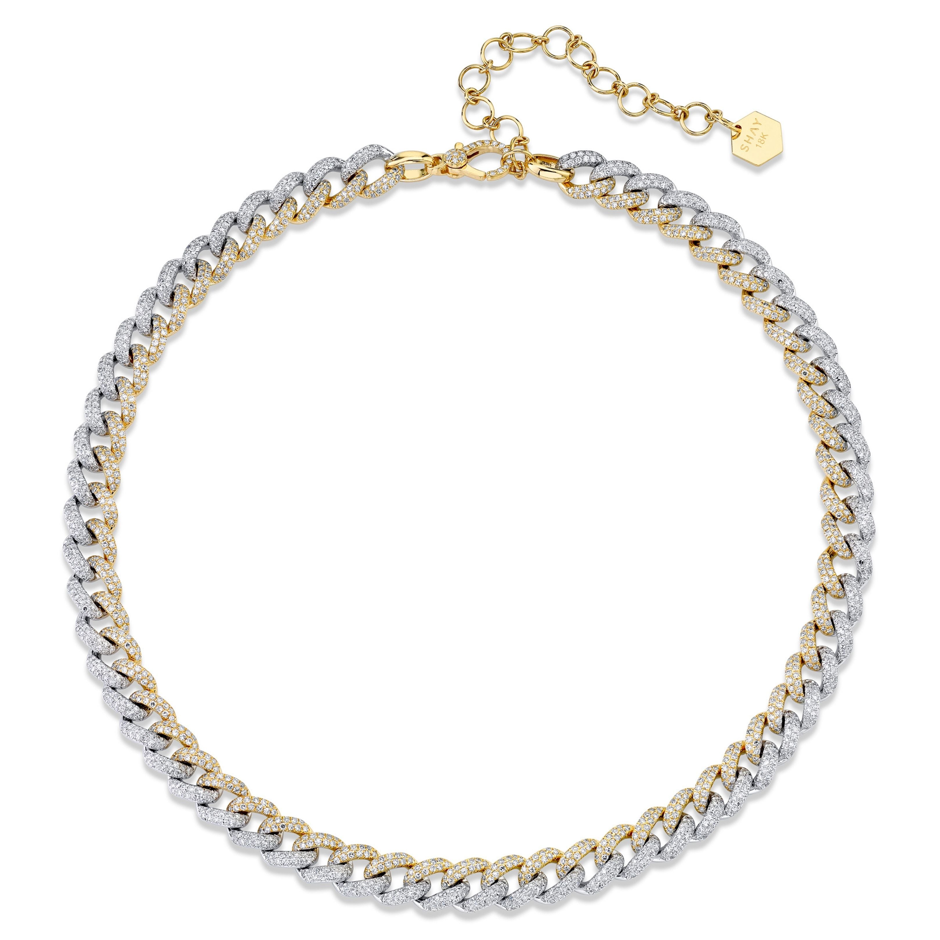 READY TO SHIP DIAMOND TWO-TONE PAVE MEDIUM LINK CHOKER