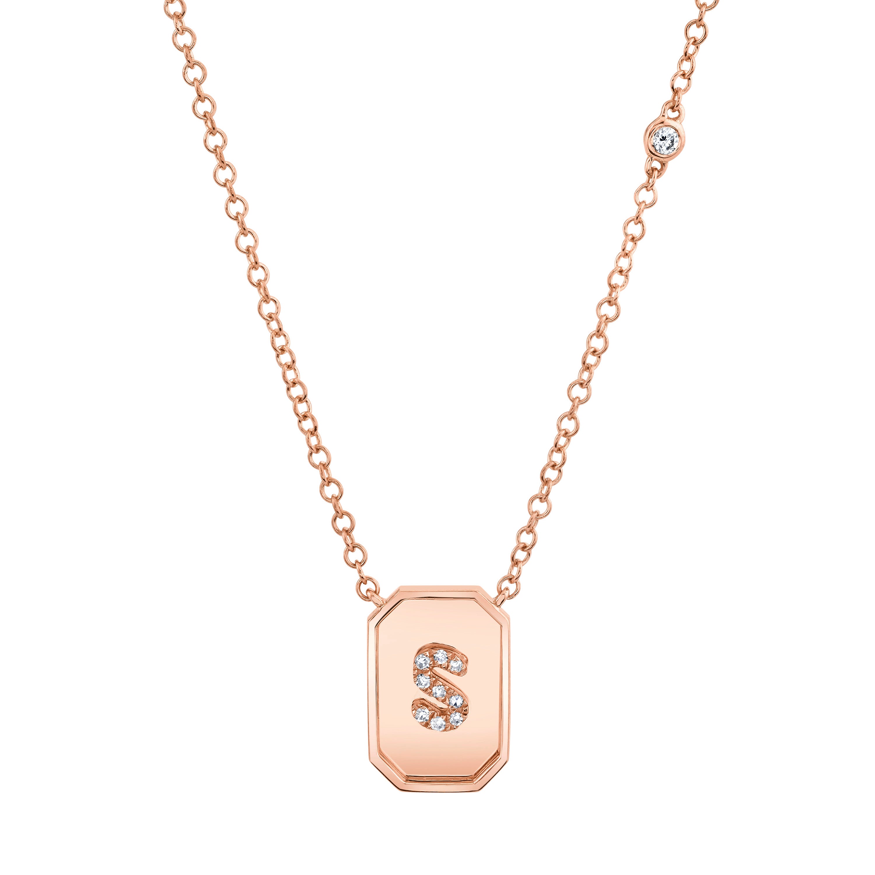 DIAMOND INITIAL BABY NAMEPLATE NECKLACE