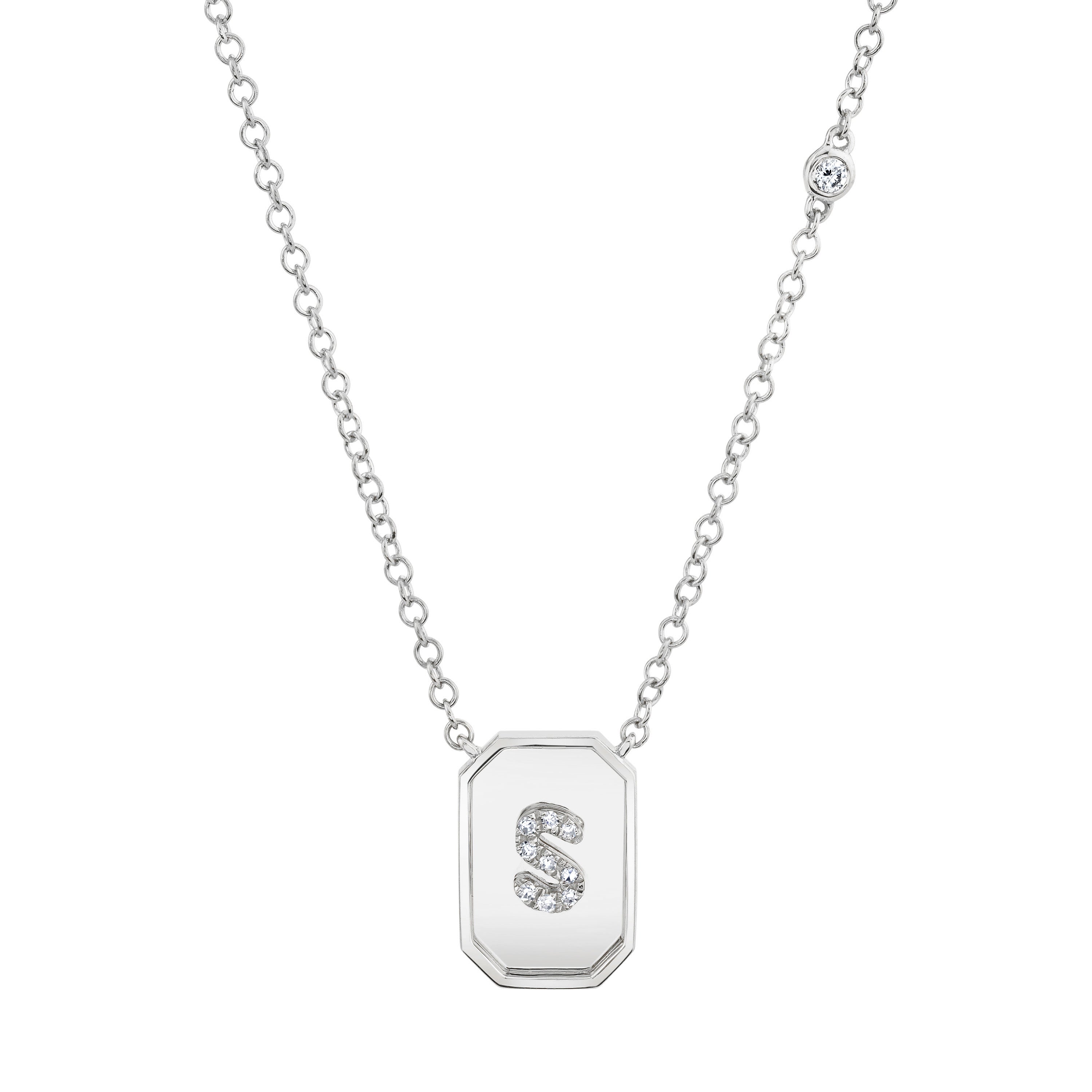 DIAMOND INITIAL BABY NAMEPLATE NECKLACE