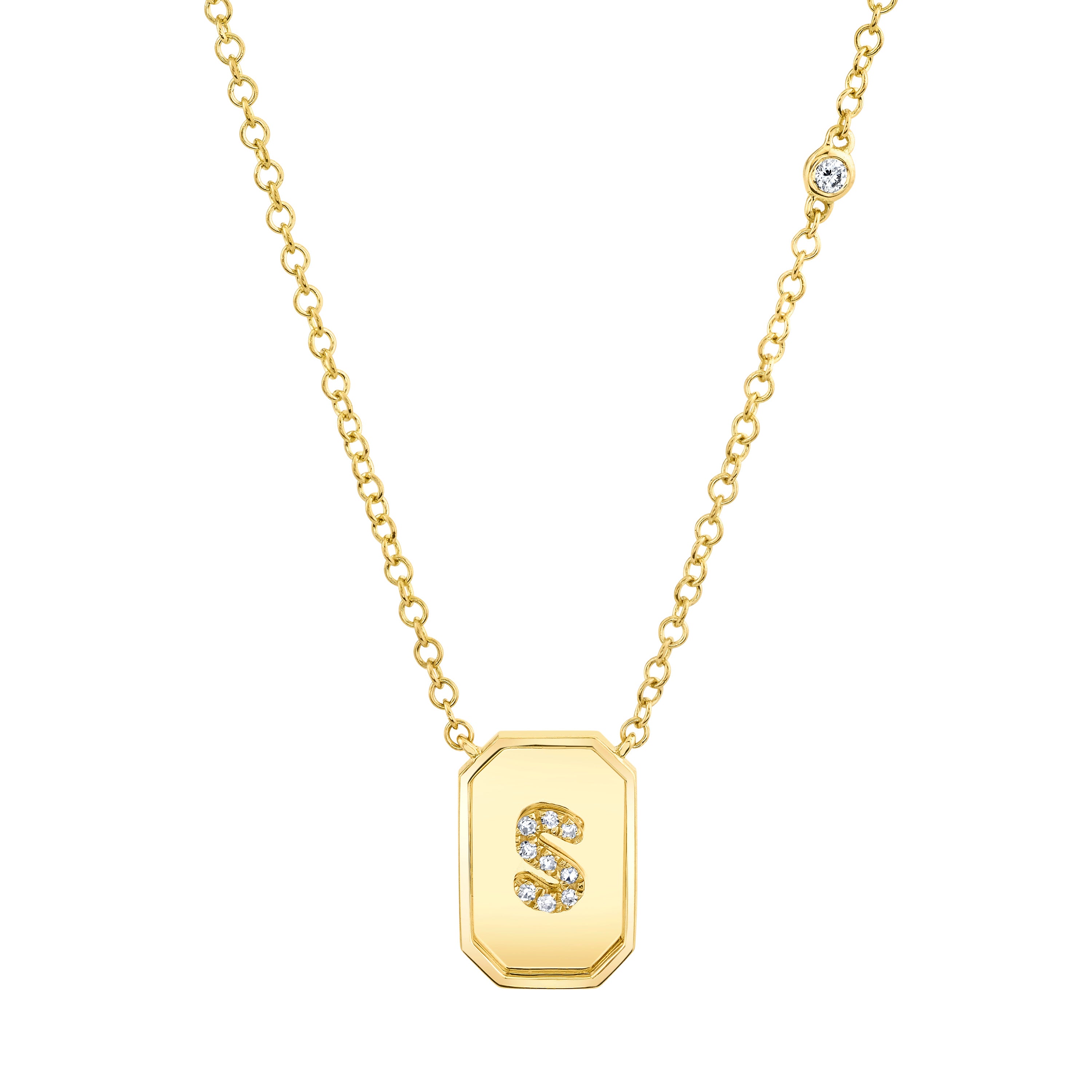 DIAMOND INITIAL BABY NAMEPLATE NECKLACE