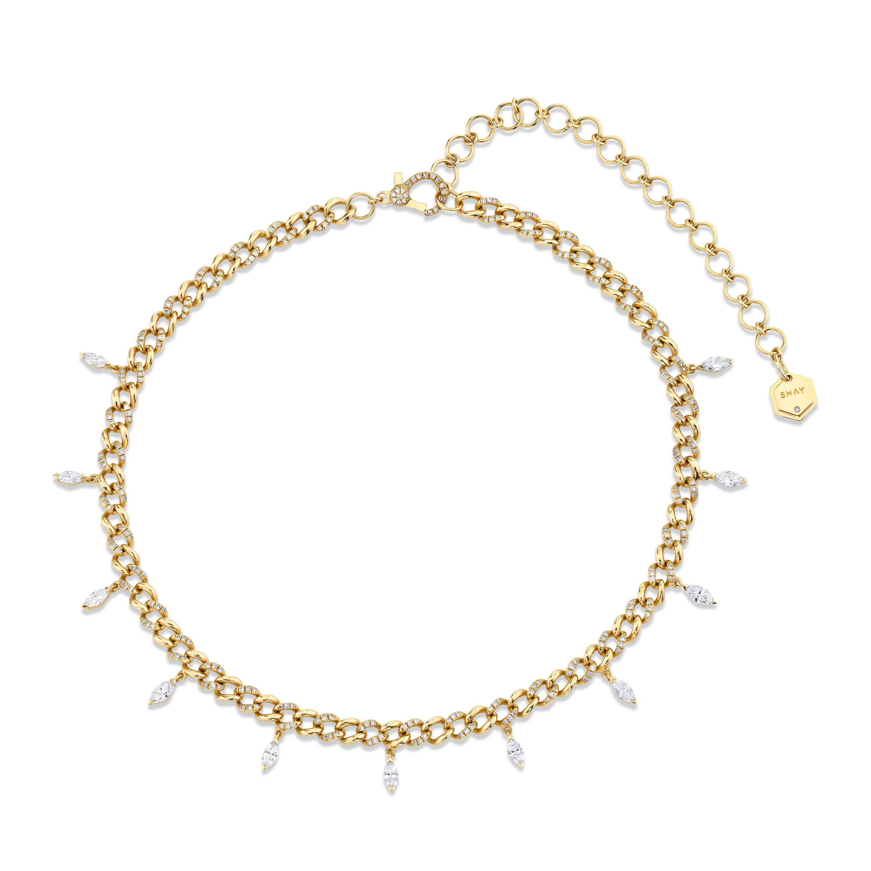 READY TO SHIP DIAMOND ALTERNATING MARQUISE DROP CHOKER