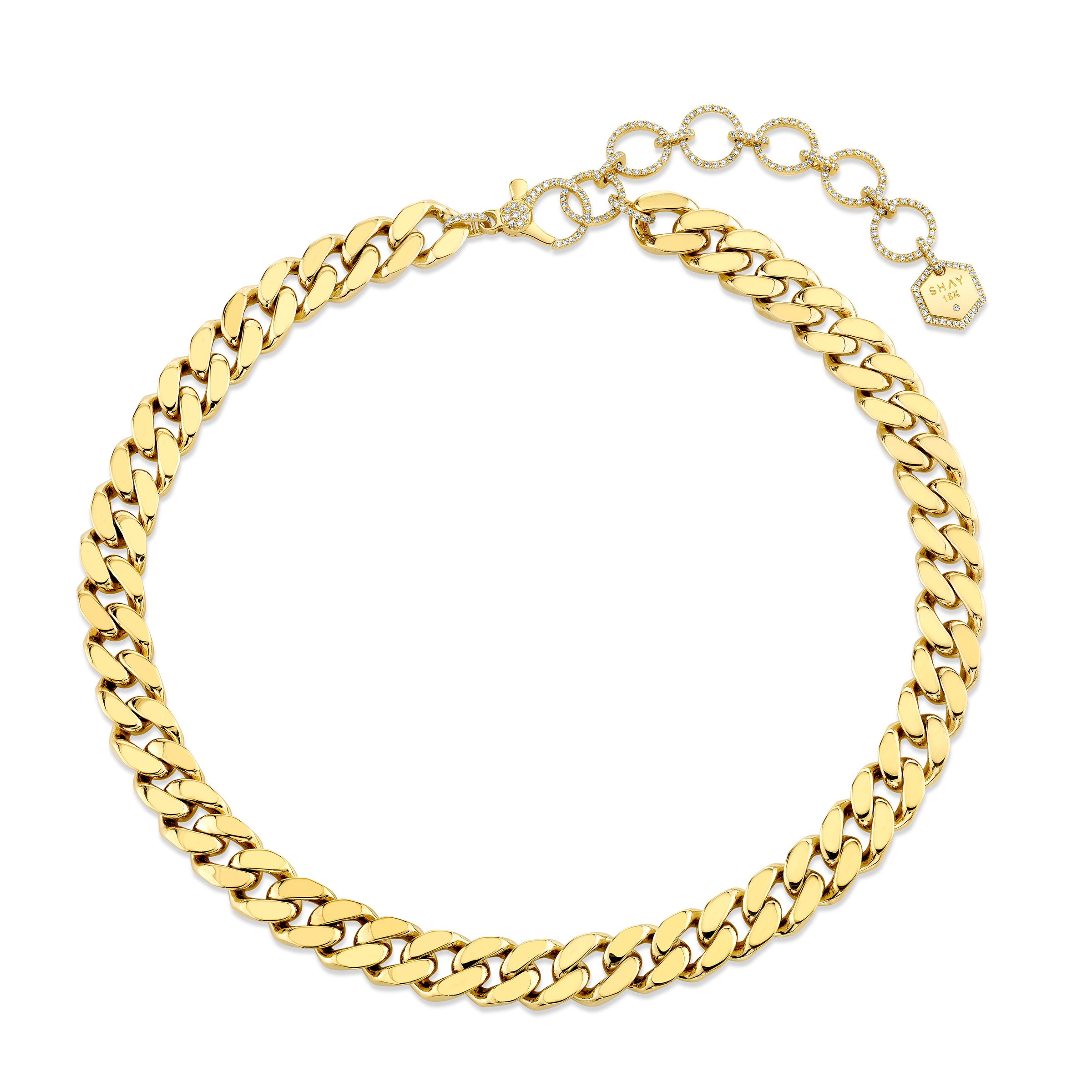 18K Gold Circle Link Necklace 16in