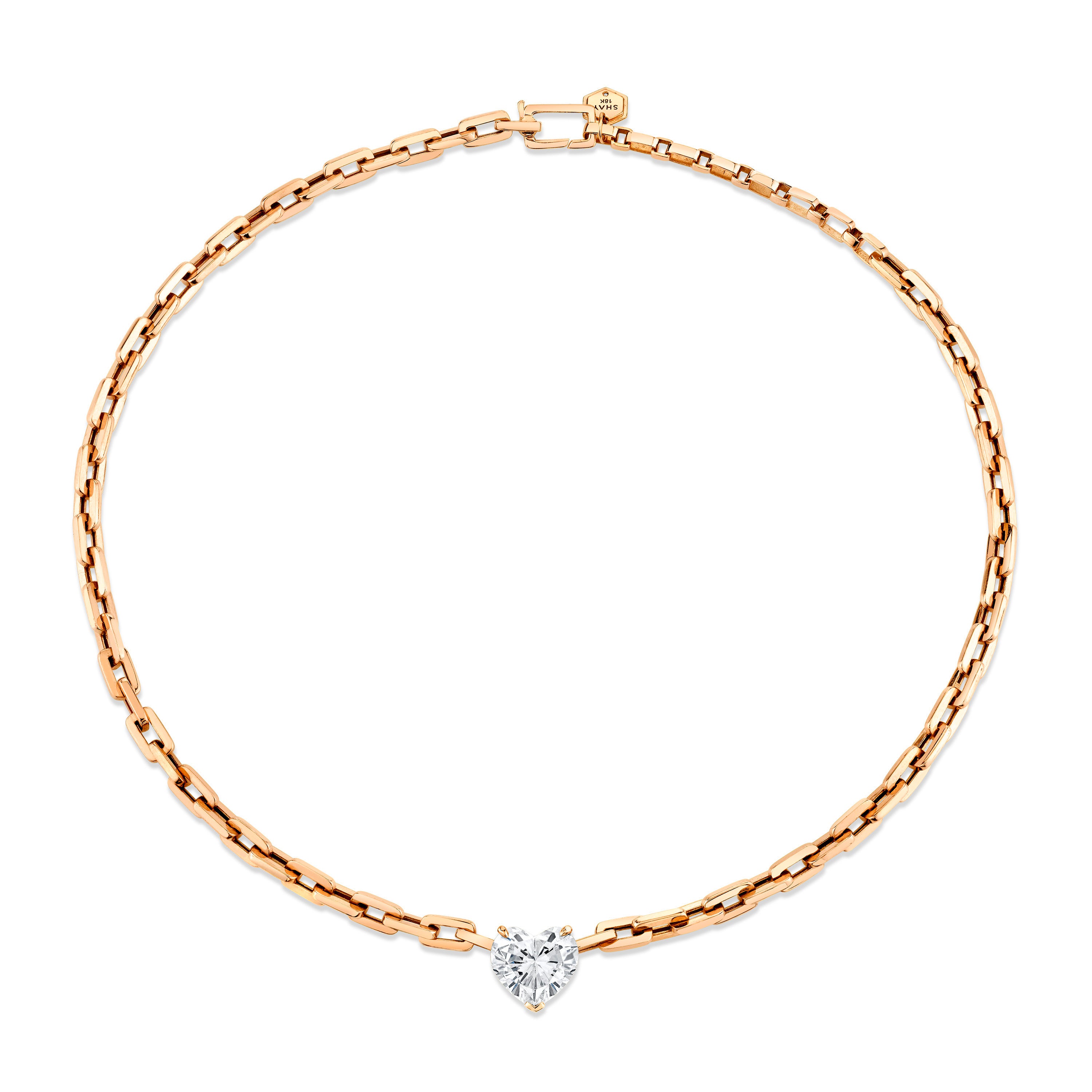 DIAMOND HEART DECO LINK NECKLACE
