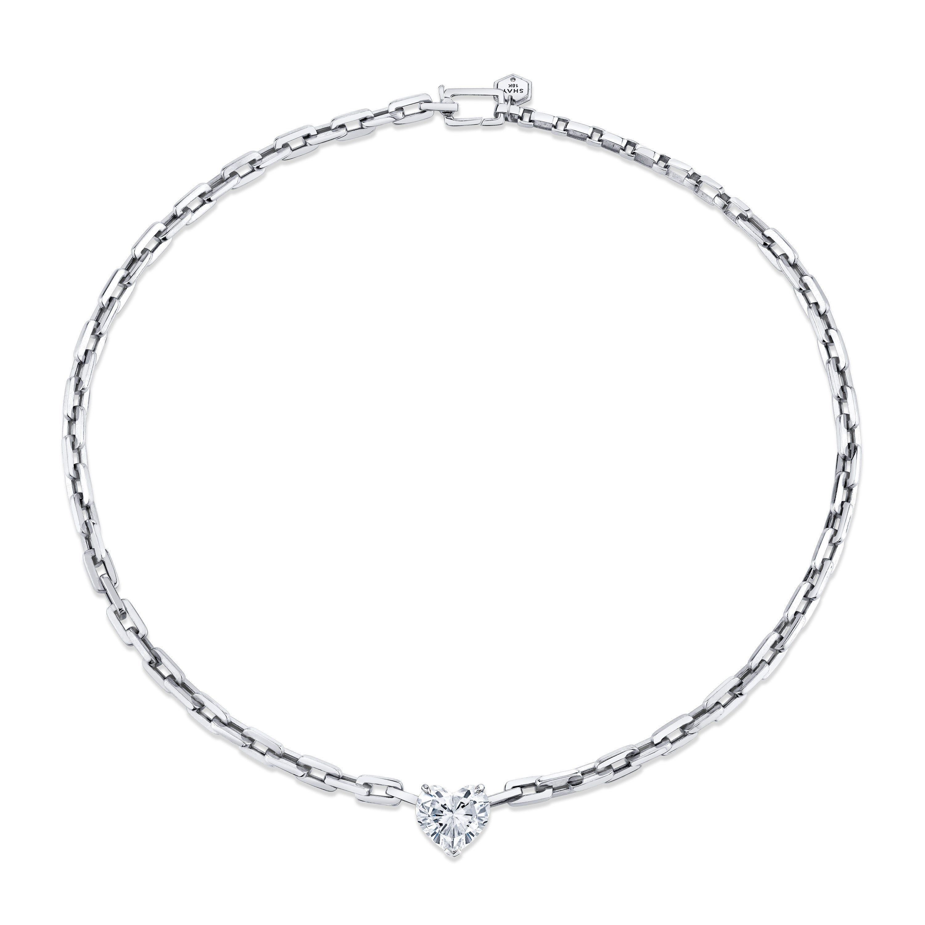 DIAMOND HEART DECO LINK NECKLACE