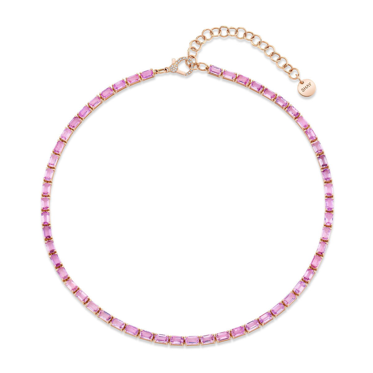 READY TO SHIP PINK SAPPHIRE TENNIS NECKLACE
