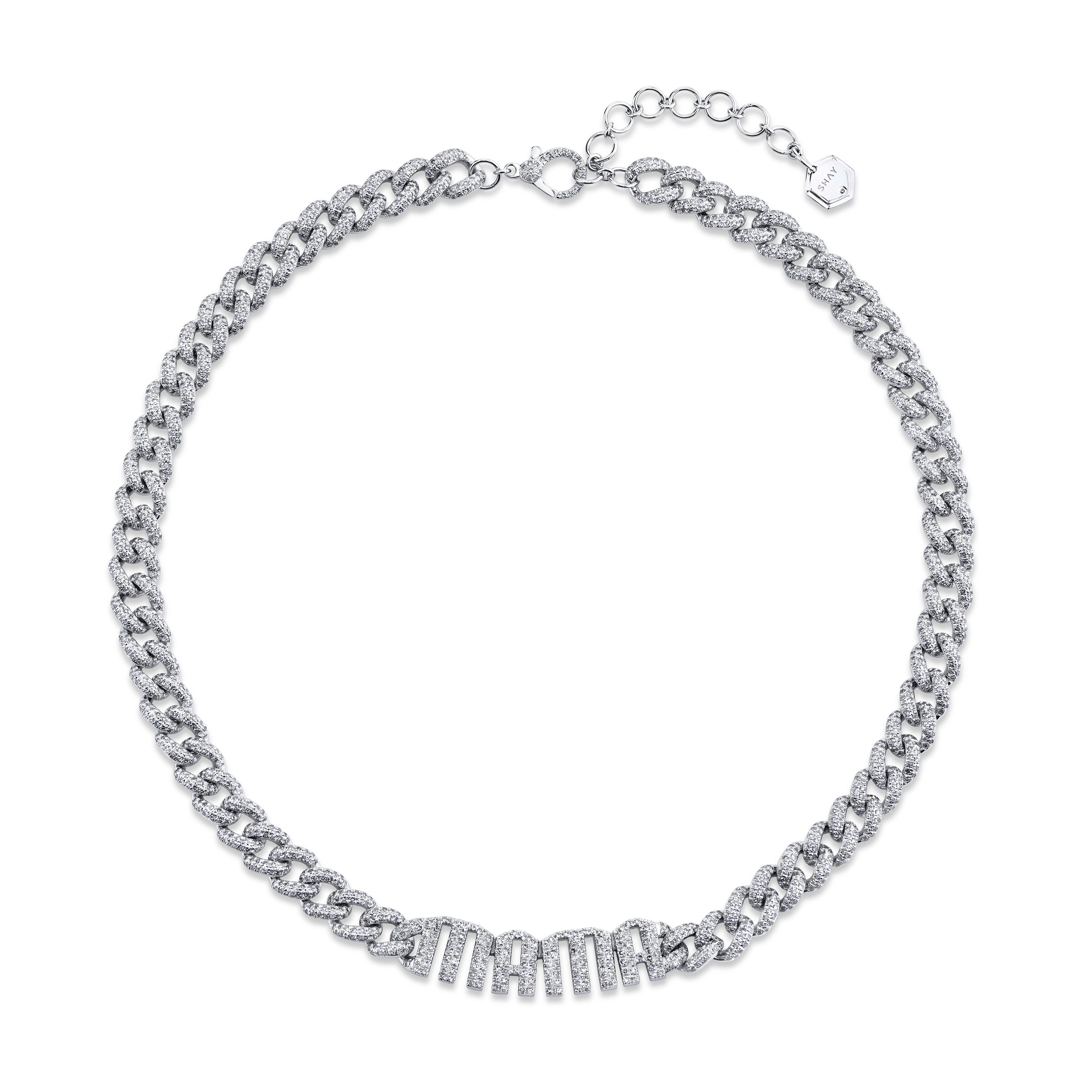 READY TO SHIP DIAMOND "MAMA" LINK NECKLACE