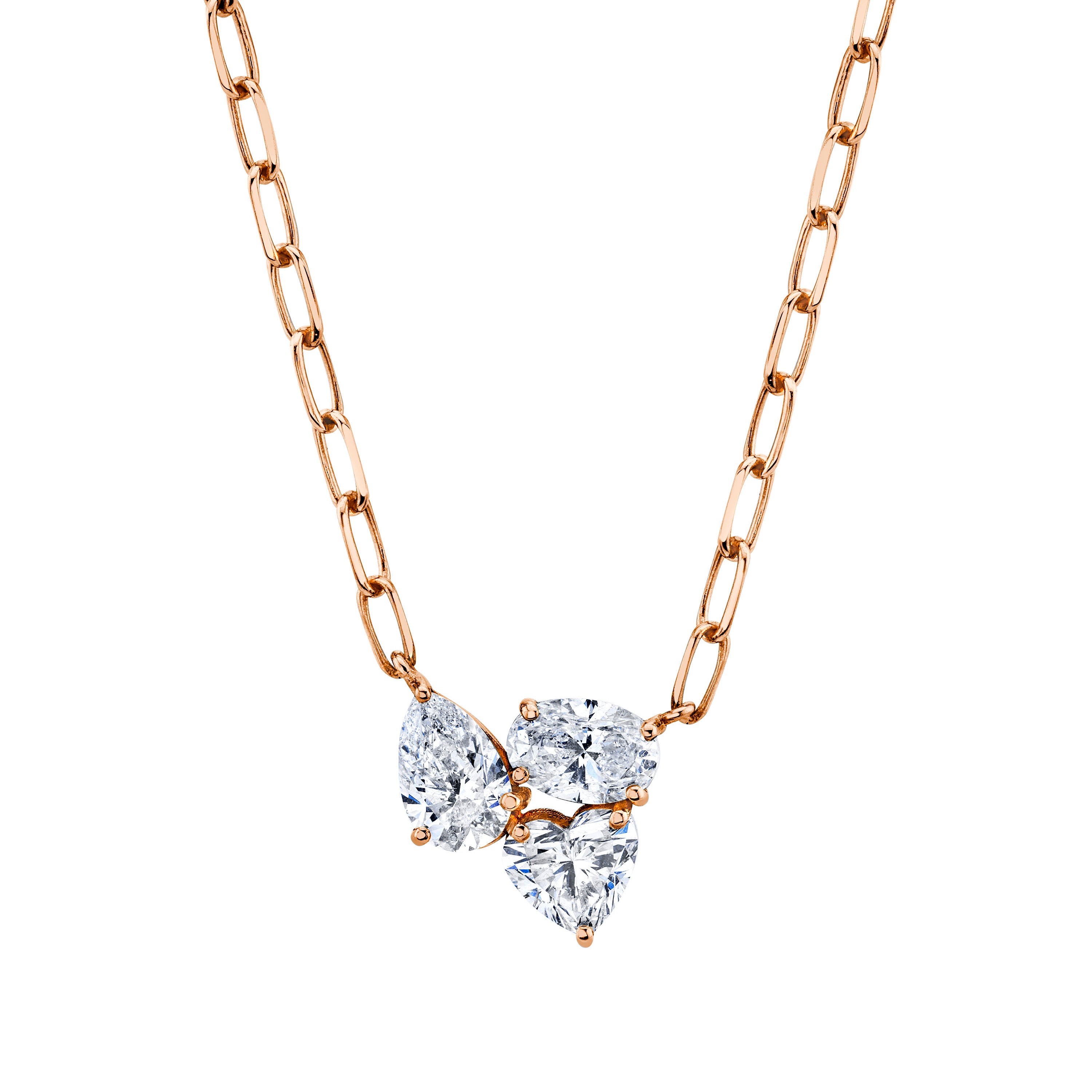 DIAMOND TRIPLE GEM NECKLACE