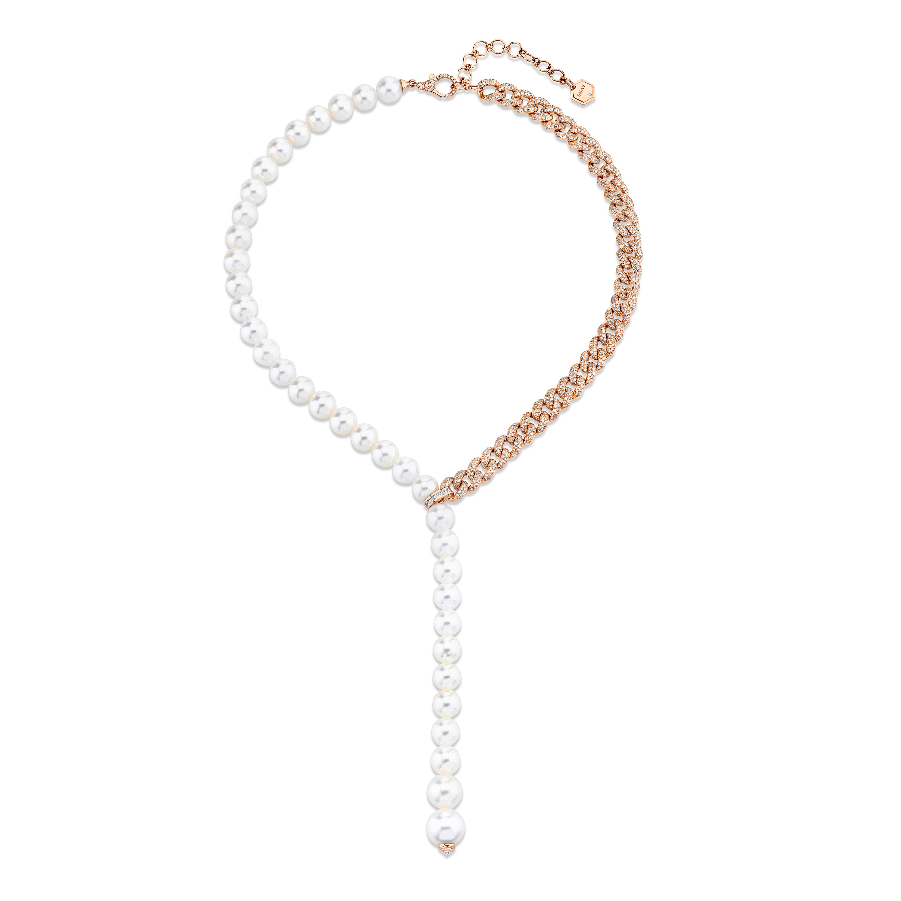 PEARL & DIAMOND SPLIT Y NECKLACE – SHAY JEWELRY PEARL & DIAMOND SPLIT Y NECKLACE – SHAY JEWELRY