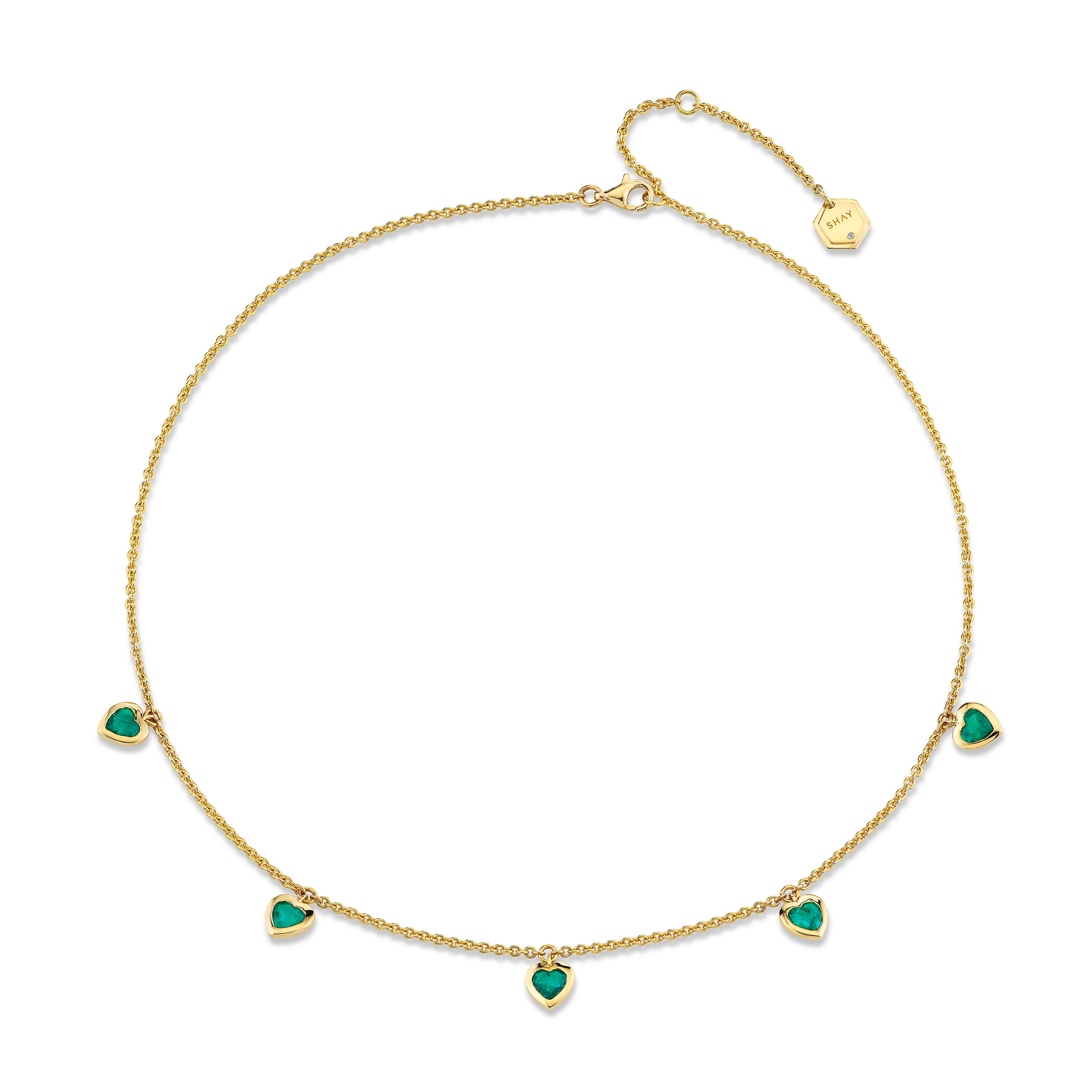 EMERALD BEZEL HEART NECKLACE